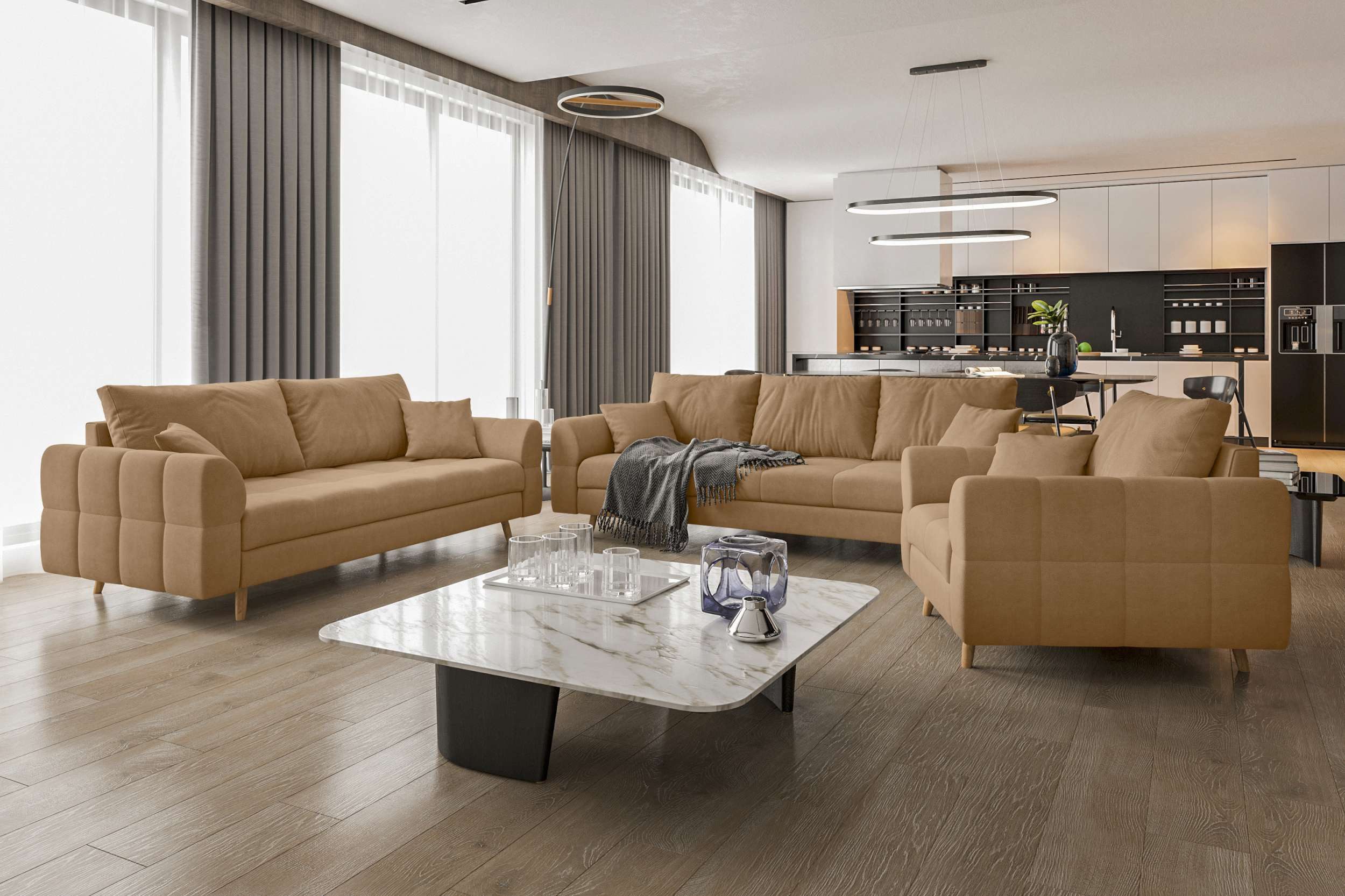 99rooms Polstergarnitur Bello, (Couchgarnitur, Set (3-tlg), günstig online kaufen