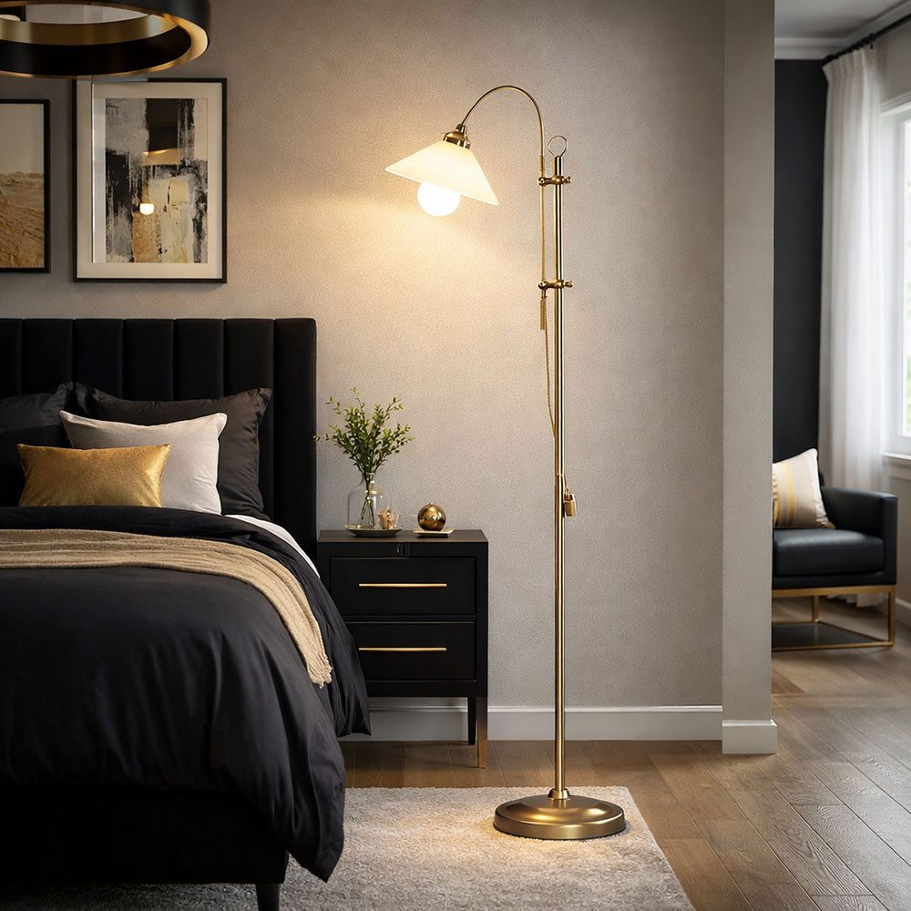 GLOBO LIGHTING LED Stehlampe, Leuchtmittel inklusive, Warmweiß, LED Bogen Steh Lampe höhenverstellbar Schalter Stand