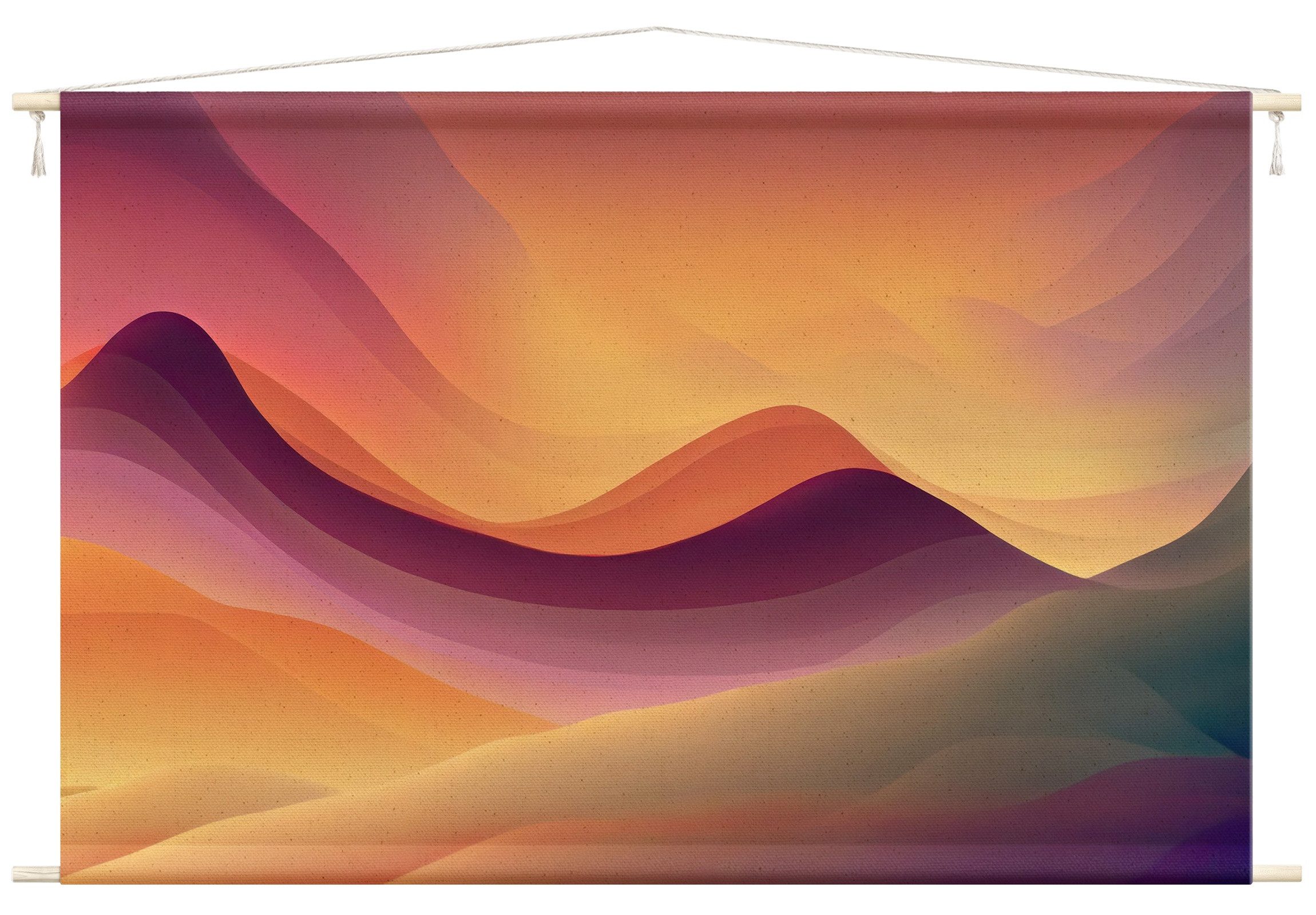 Bilderdepot24 Wandteppich modern Abstrakt Farbverlauf gelb, rechteckig, Höhe: 2.6 mm, großes Wandbild aus Natur-Baumwolle Wandbehang Stoffbild Tuch Wollseil