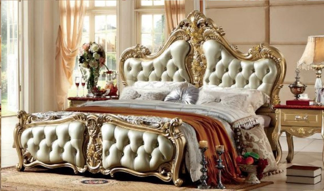 Xlmoebel Bettgestell Doppelbett mit luxuriösem Kunstlederbezug in elegantem Gold Sofort (1-tlg)