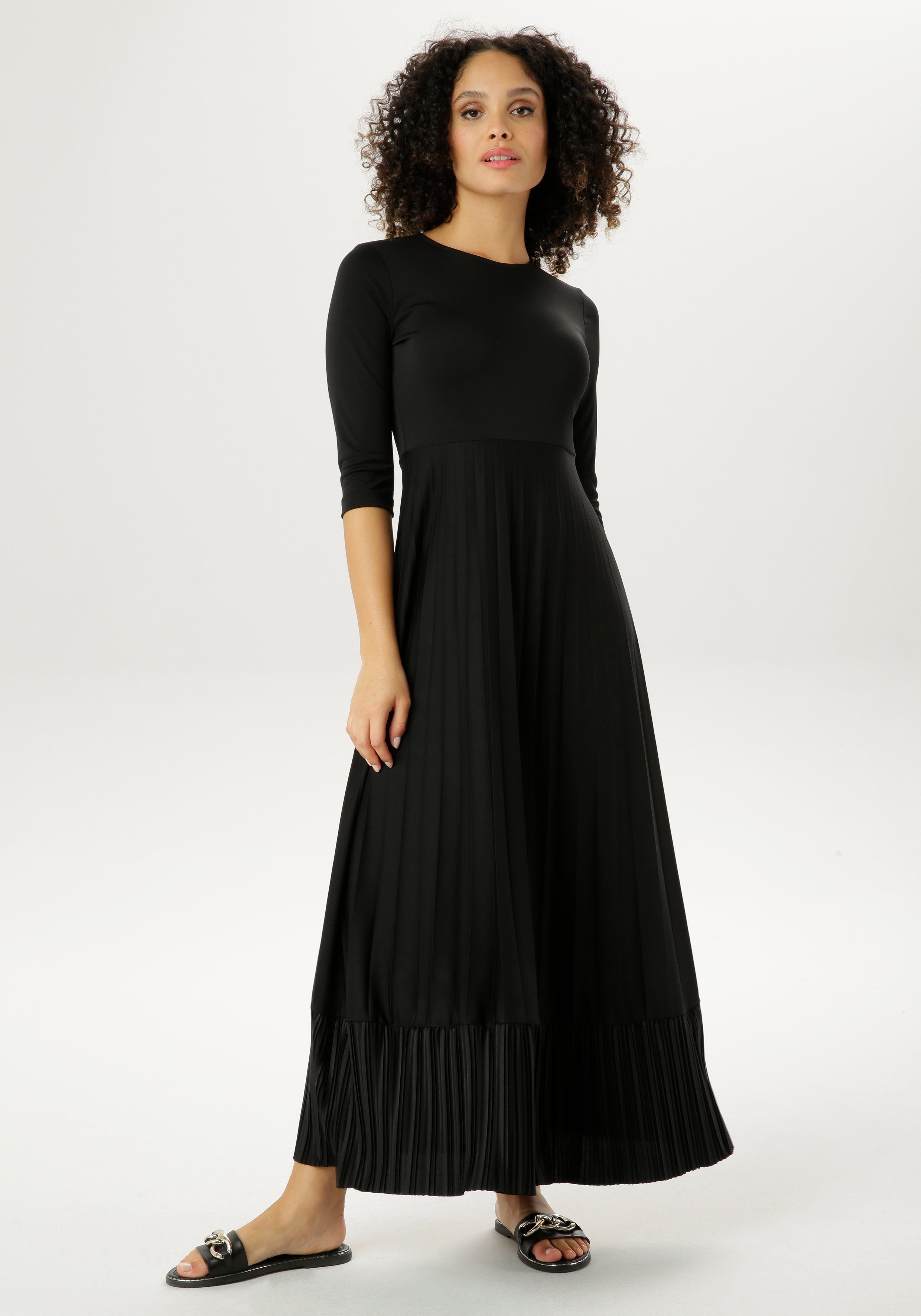 Aniston CASUAL Maxikleid Rockteil mit Volant aus Plissee günstig online kaufen