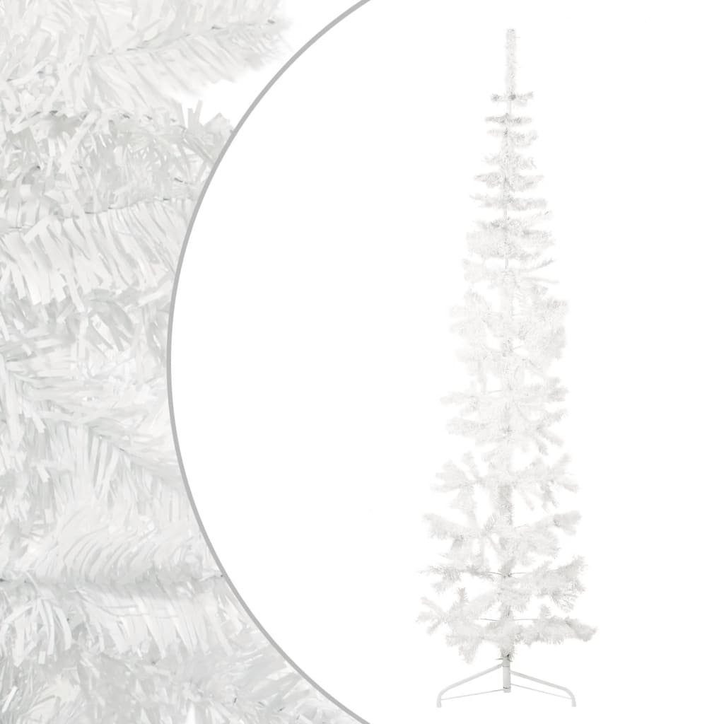 furnicato Künstlicher Weihnachtsbaum Künstlicher Halb-Weihnachtsbaum mit Ständer Schlank Weiß 240 cm