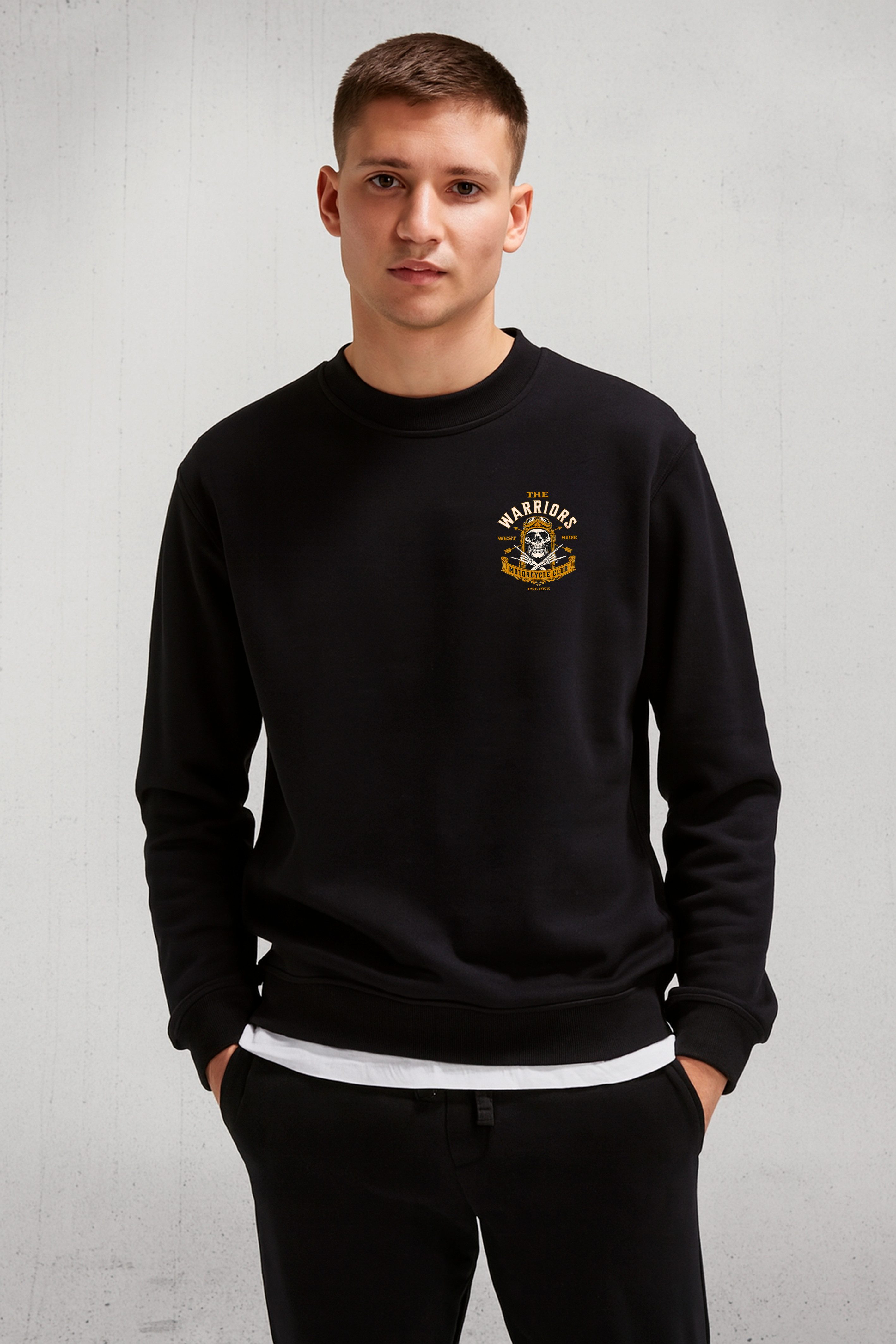 Banco Rundhalspullover Herren Sweatshirt - Rundhals Pullover mit Front- & Backprint Casual Streetwear für Freizeit & Motorrad
