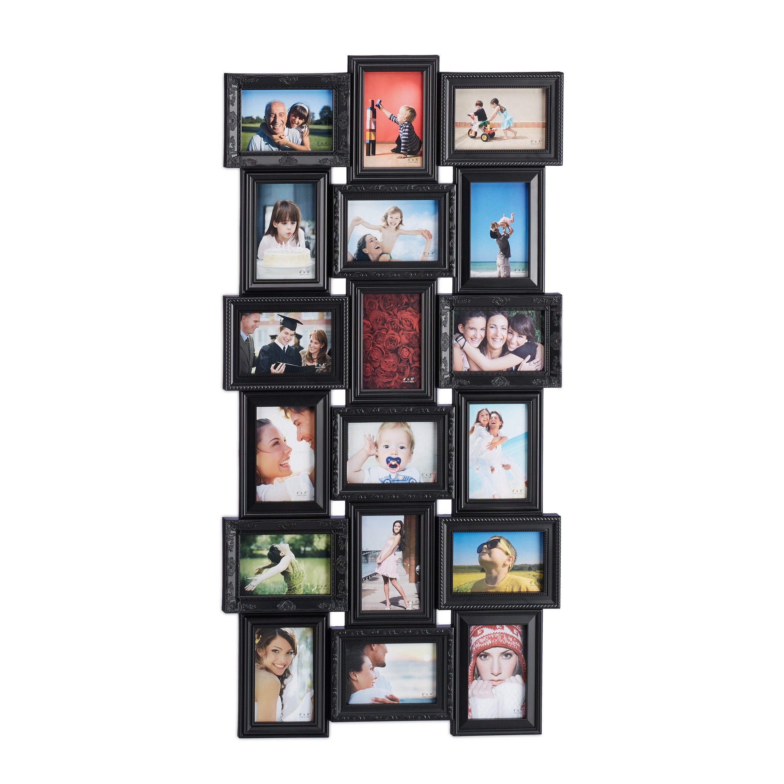 relaxdays Staffelbilderrahmen Bilderrahmen Collagen 18 Bilder, günstig online kaufen