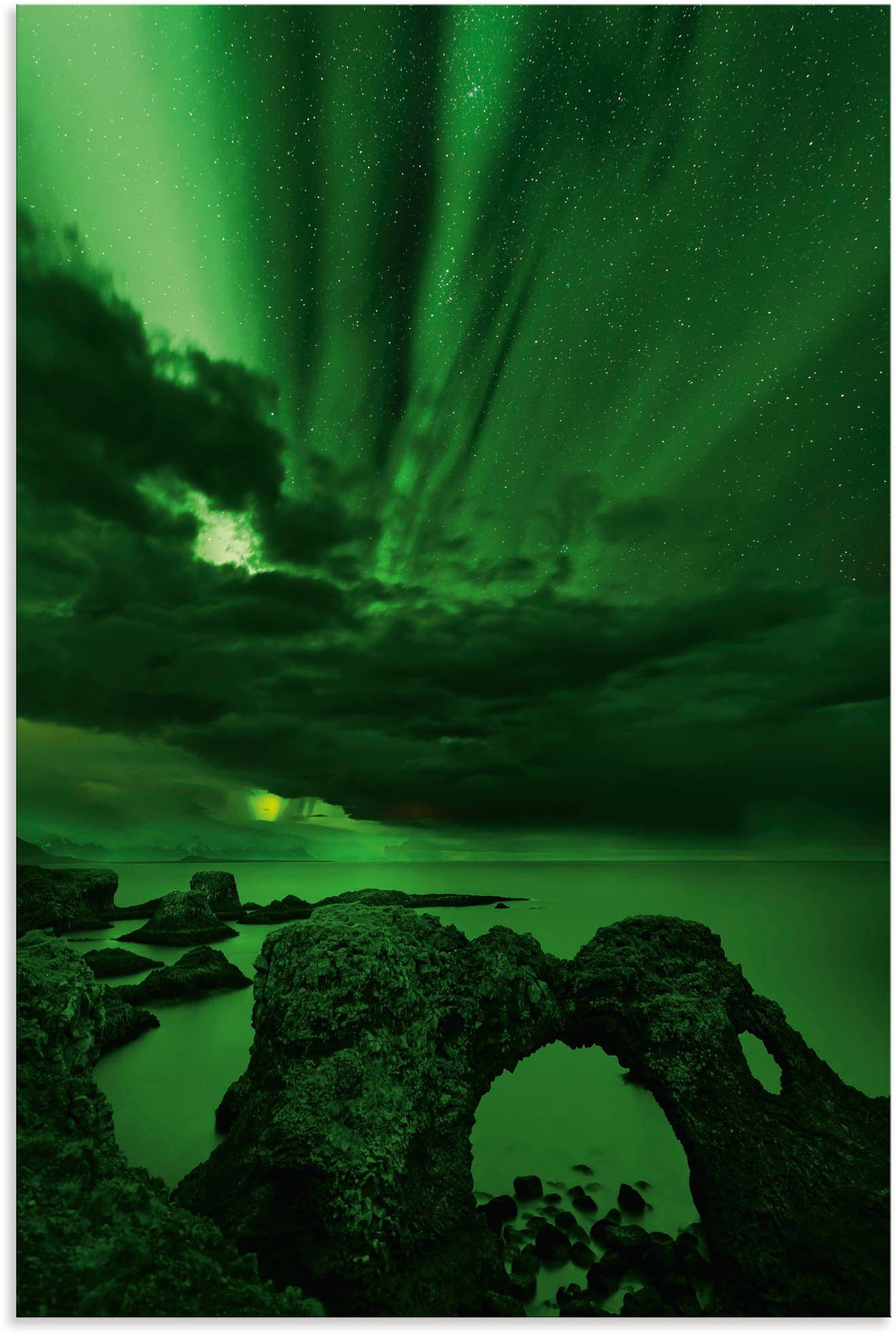 Artland Wandbild Polarlicht über einem Felsentor, Himmelsbilder (1 St), als Alubild, Leinwandbild, Wandaufkleber oder Poster in versch. Größen