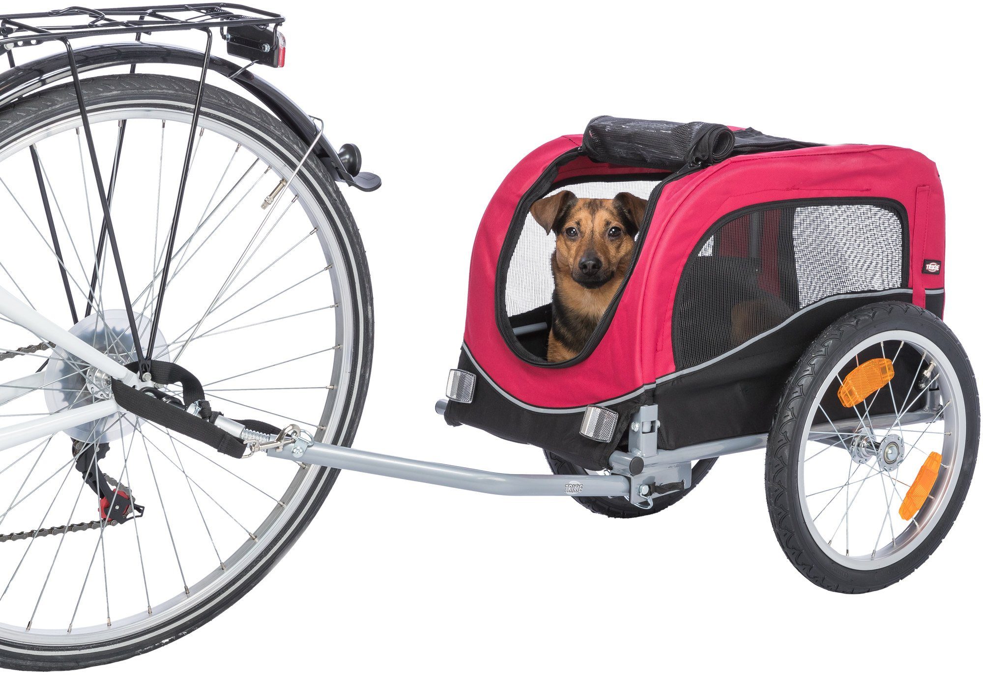 Tierfahrradkorb Trixie Fahrrad-Anhänger - rot/schwarz Größe: S