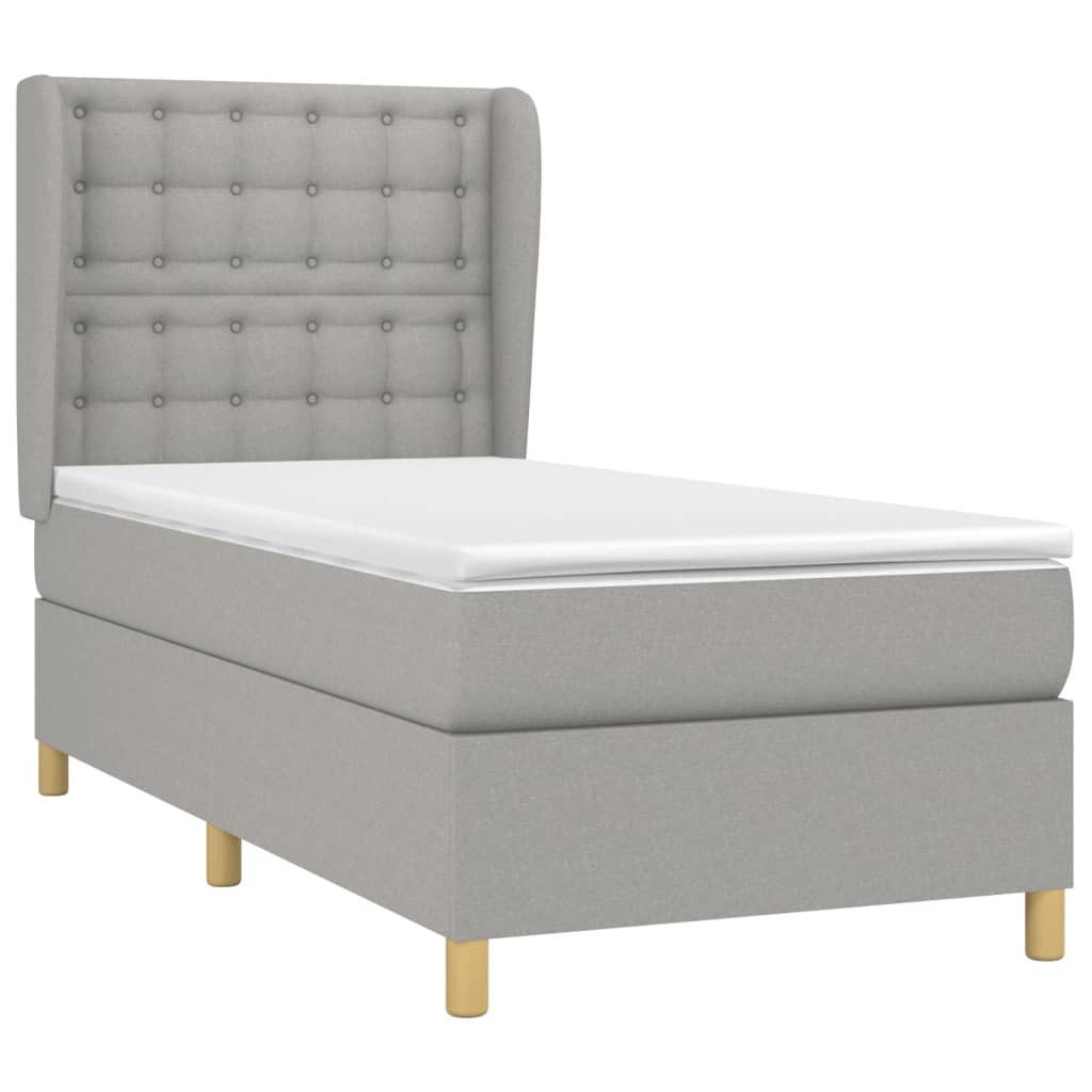 Bett Boxspringbett mit Matratze Hellgrau 90x190 cm Stoff