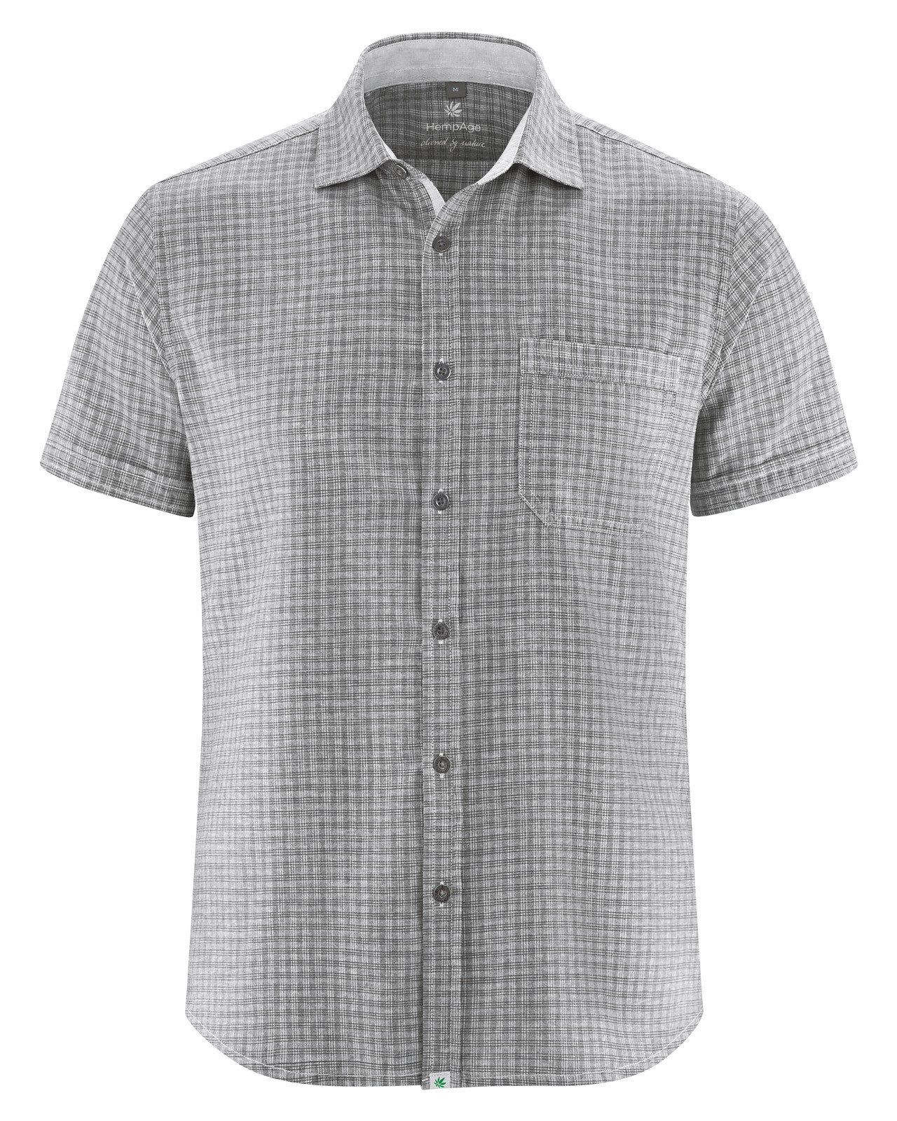 Langarmhemd Kariertes Kurzarmhemd aus Hanf/Biobaumwolle - Slim Fit