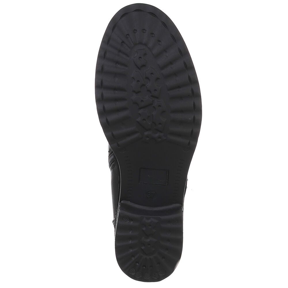 Ital-Design Modischer Damenstiefel mit Schnürung und Reißverschluss Stiefelette (90169756) Blockabsatz Schnürstiefeletten in Schwarz – Bild 3 von 5