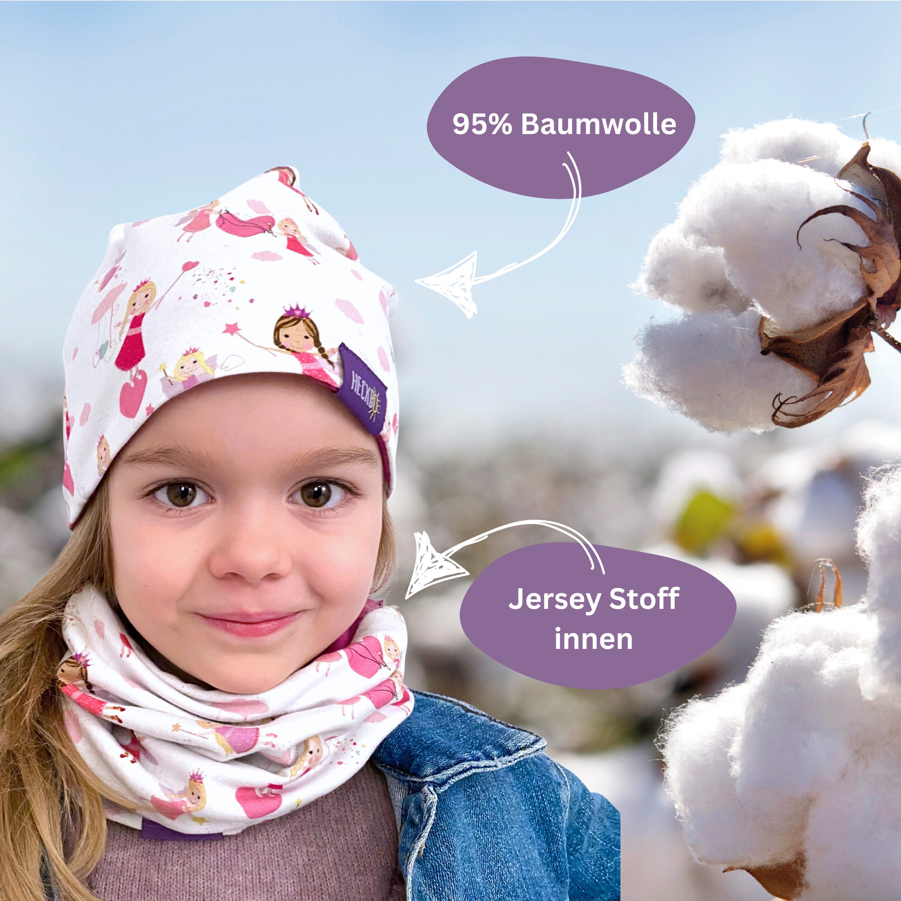 HECKBO Beanie HECKBO Kinder Mädchen Jungen Beanie Mütze & Loop-Schal Set – Bild 4 von 5