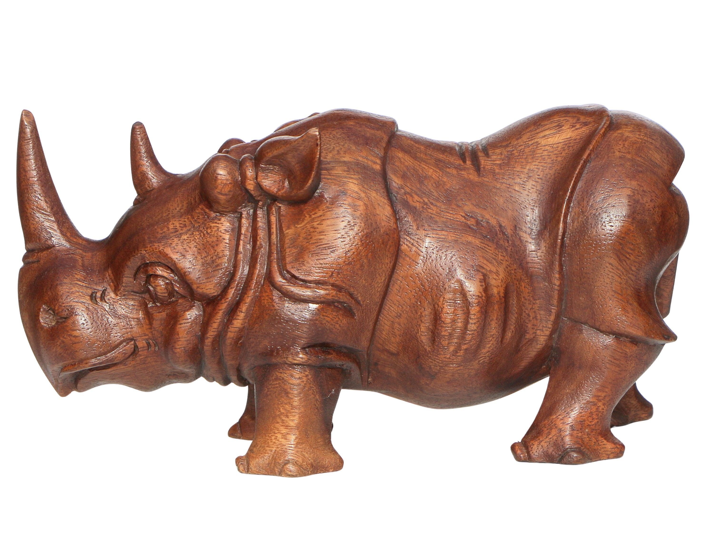 Wogeka Tierfigur Nashorn Holz-Figur Dekoration Rhino Statue