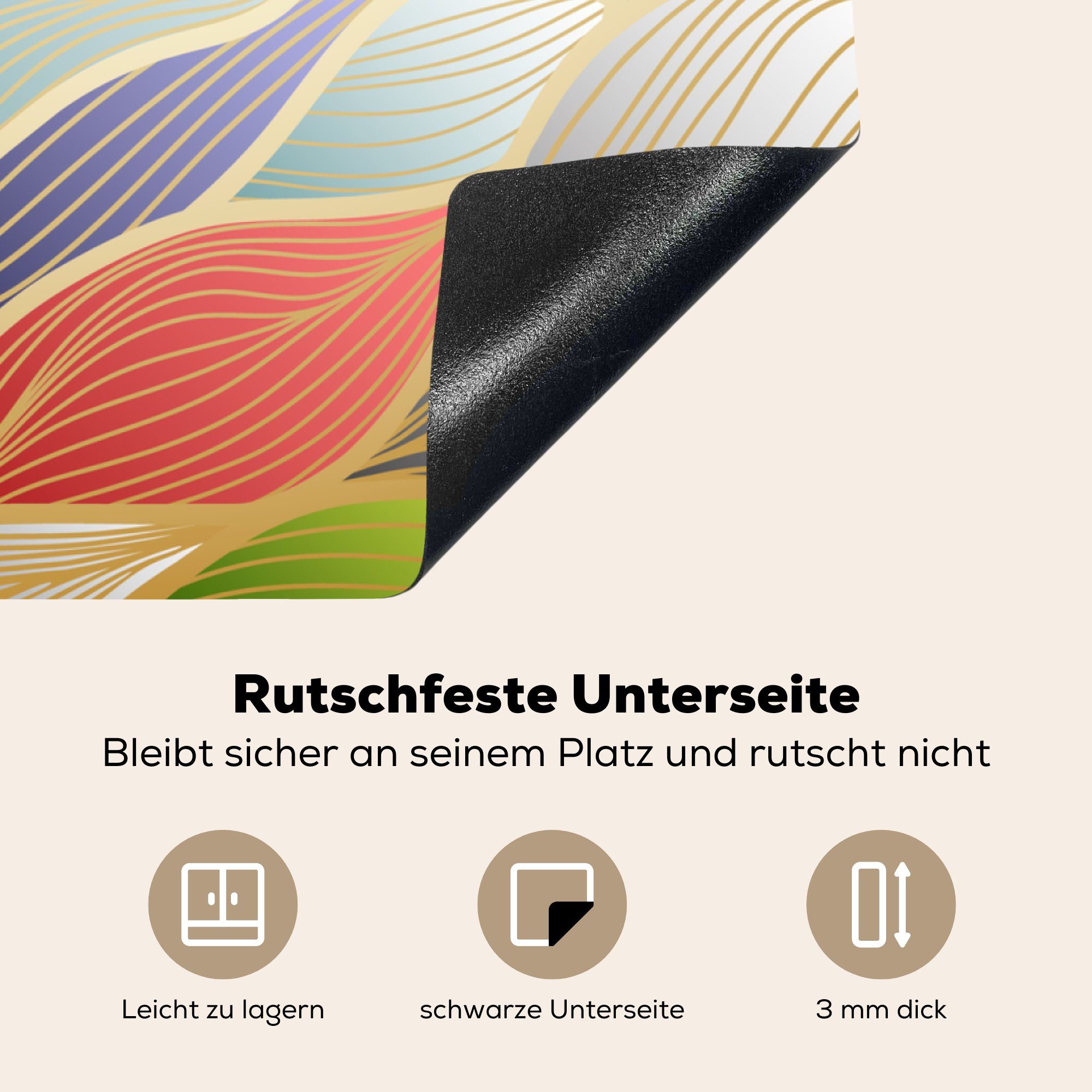 Ceranfeldabdeckung, Arbeitsplatte Vinyl, welliger 78x78 (1 MuchoWow Abstrakter Hintergrund, für cm, Herdblende-/Abdeckplatte küche tlg),