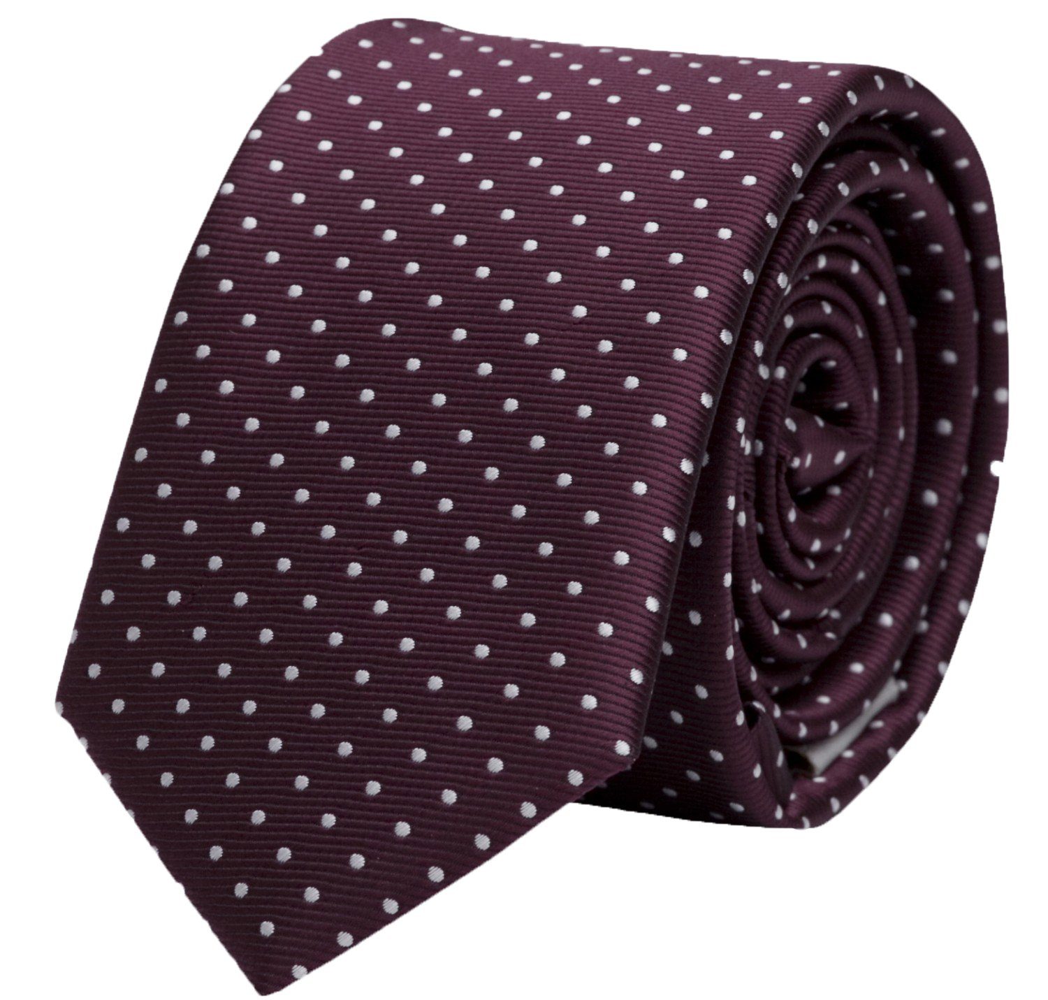 Weinrot Box, - Schmal Punkten Farini (6cm), mit Schlips Breite 6cm Krawatte (Weiß) Krawatten (ohne in Gepunktet) verschiedene Fabio Herren