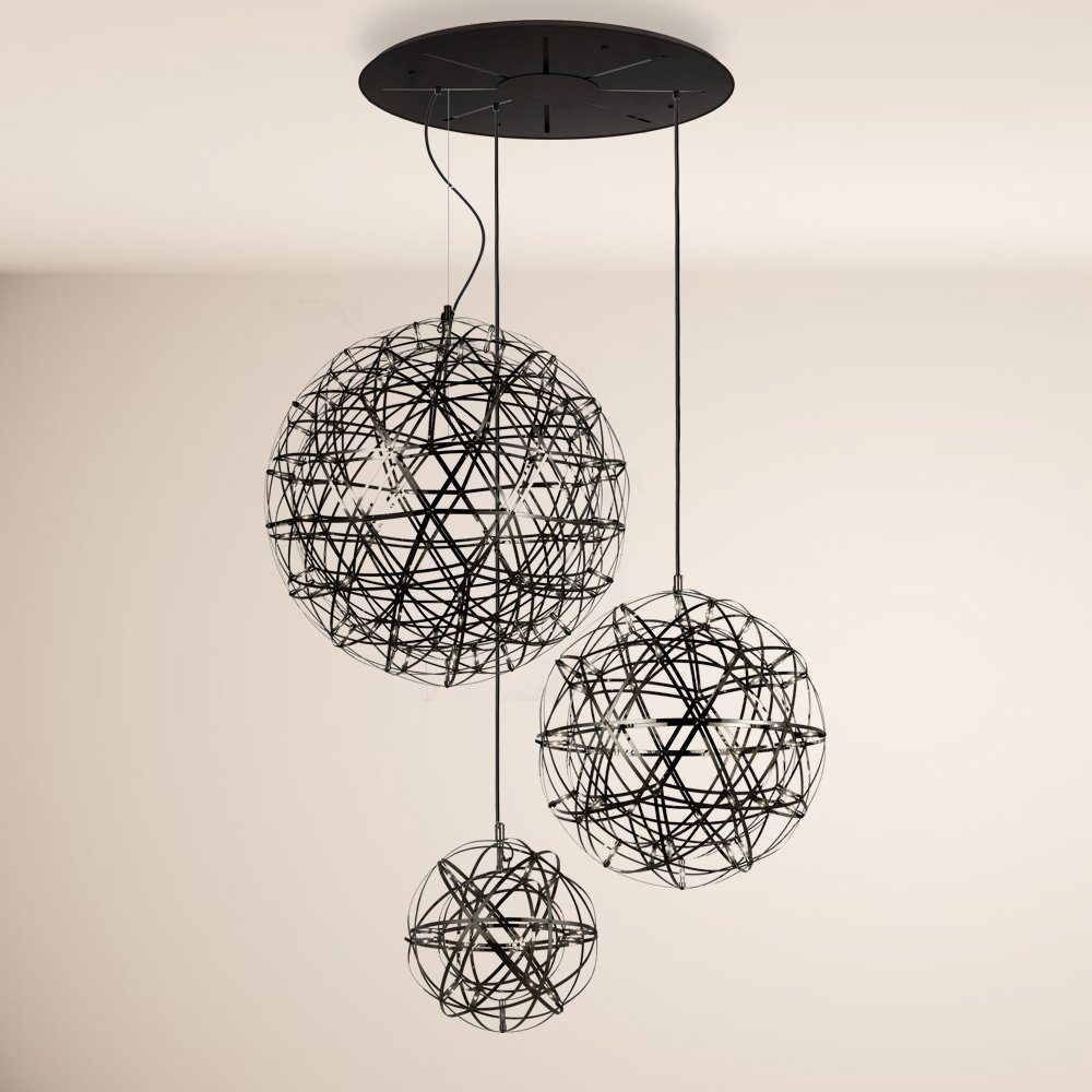 s.luce Pendelleuchte XL LED Hängeleuchten-Kombination Atom Modular Schwarzchrom, Warmweiß