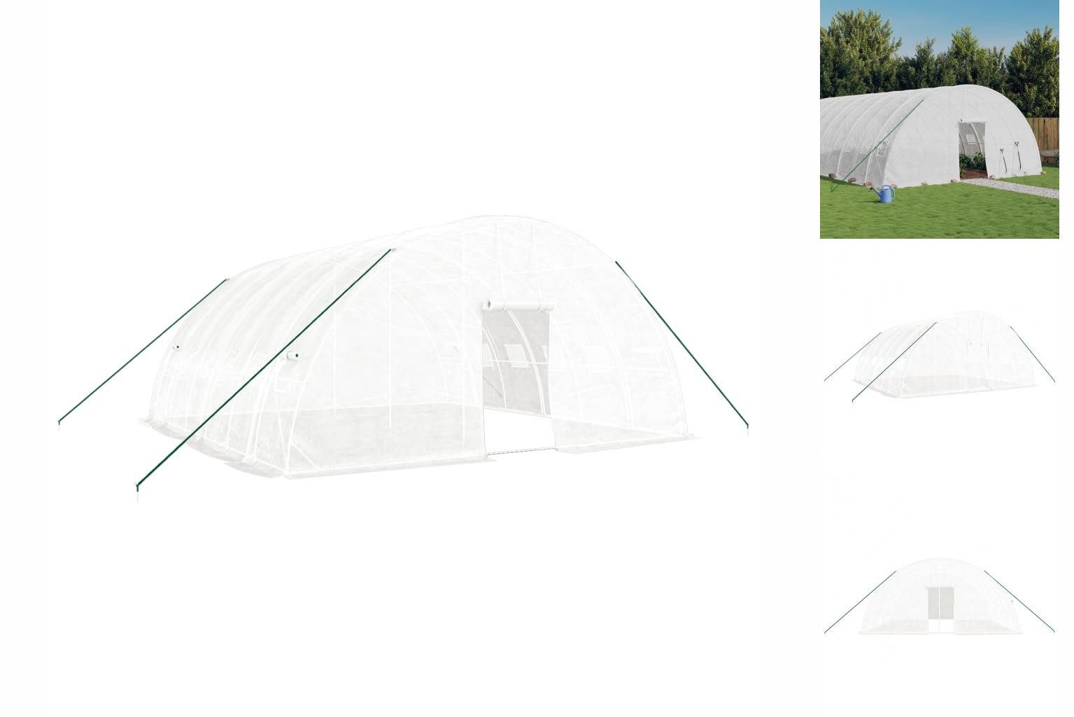 vidaXL Gewächshaus Foliengewächshaus Treibhaus Gewächshaus mit Stahlrahmen Weiß 36 m² 6×6 weiß | Rabatt: 24%