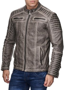 RedBridge Lederimitatjacke Red Bridge Herren Biker Jacke Kunst- Lederjacke Bikerjacke Grau S