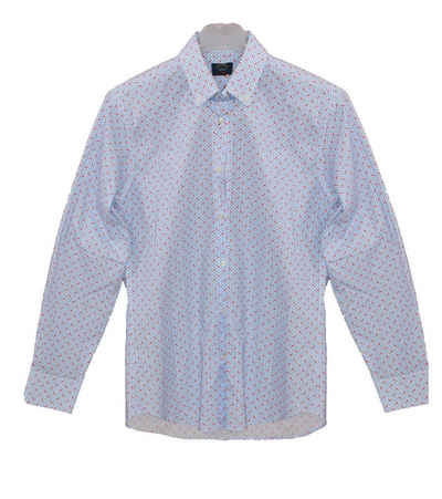 PAUL & SHARK Langarmhemd »PAUL & SHARK Langarm-Hemd auffälliges Herren Sommer-Hemd Freizeit-Hemd mit Allovermuster Blau«