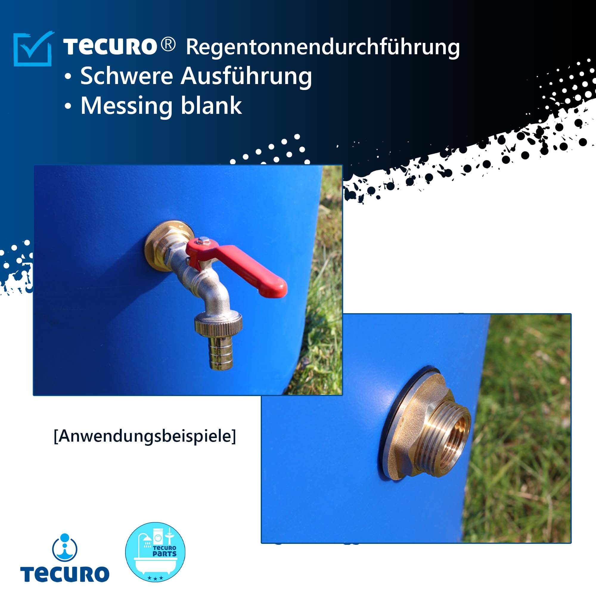 tecuro Gewindefitting Regentonnendurchführung IG 3/4 x AG 1 Zoll – Bild 4 von 5