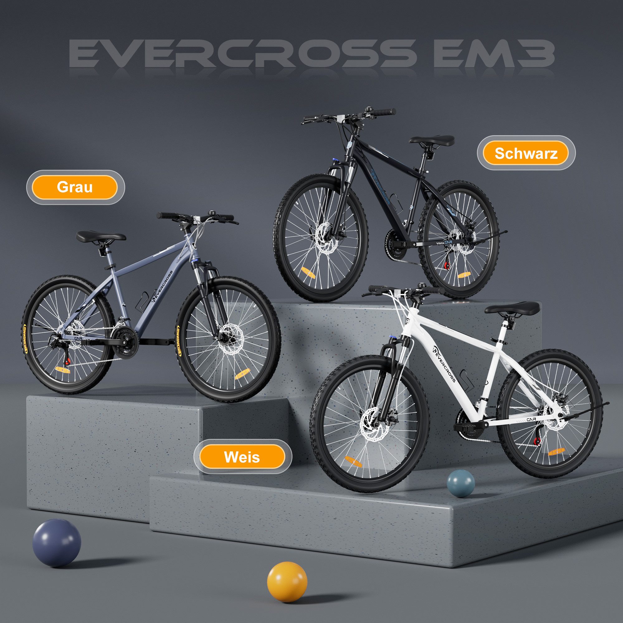 EVERCROSS TECH Mountainbike EM3 Fahrrad 26 Zoll MTB für Damen und Herren, Shimano 21 Gang, 21 Gang