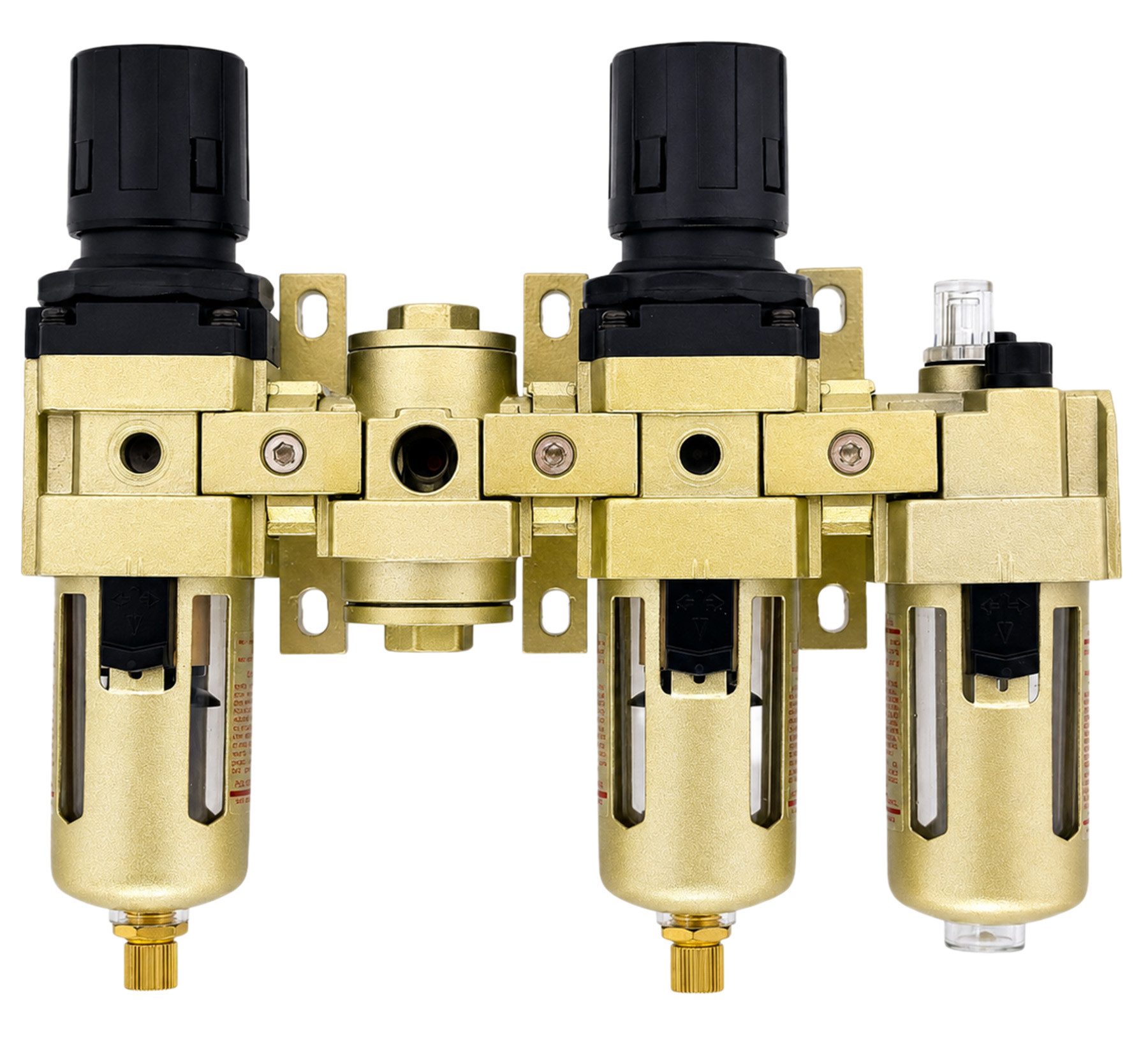 WELDINGER Druckluftwerkzeug Druckluft Kombieinheit 2 Abgänge Entfeuchter Regler / Öl-Nebler 3/8", (1-tlg), Wasserabscheider mit Druckregler, Manometer plus Nebelöler