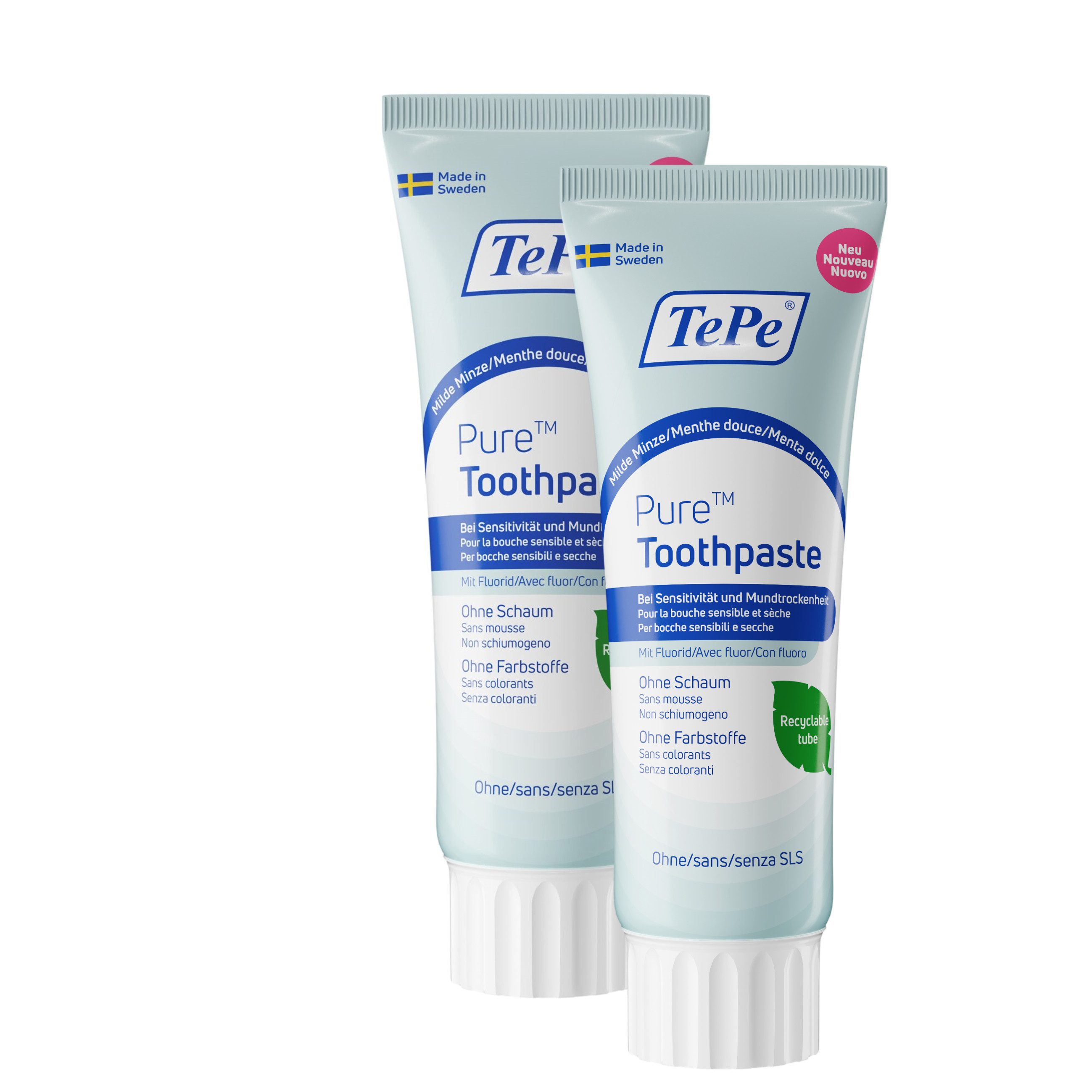 TePe Zahnpasta Pure, 2 Stück, (2er Set, 2-St) Gegen Mundtrockenheit