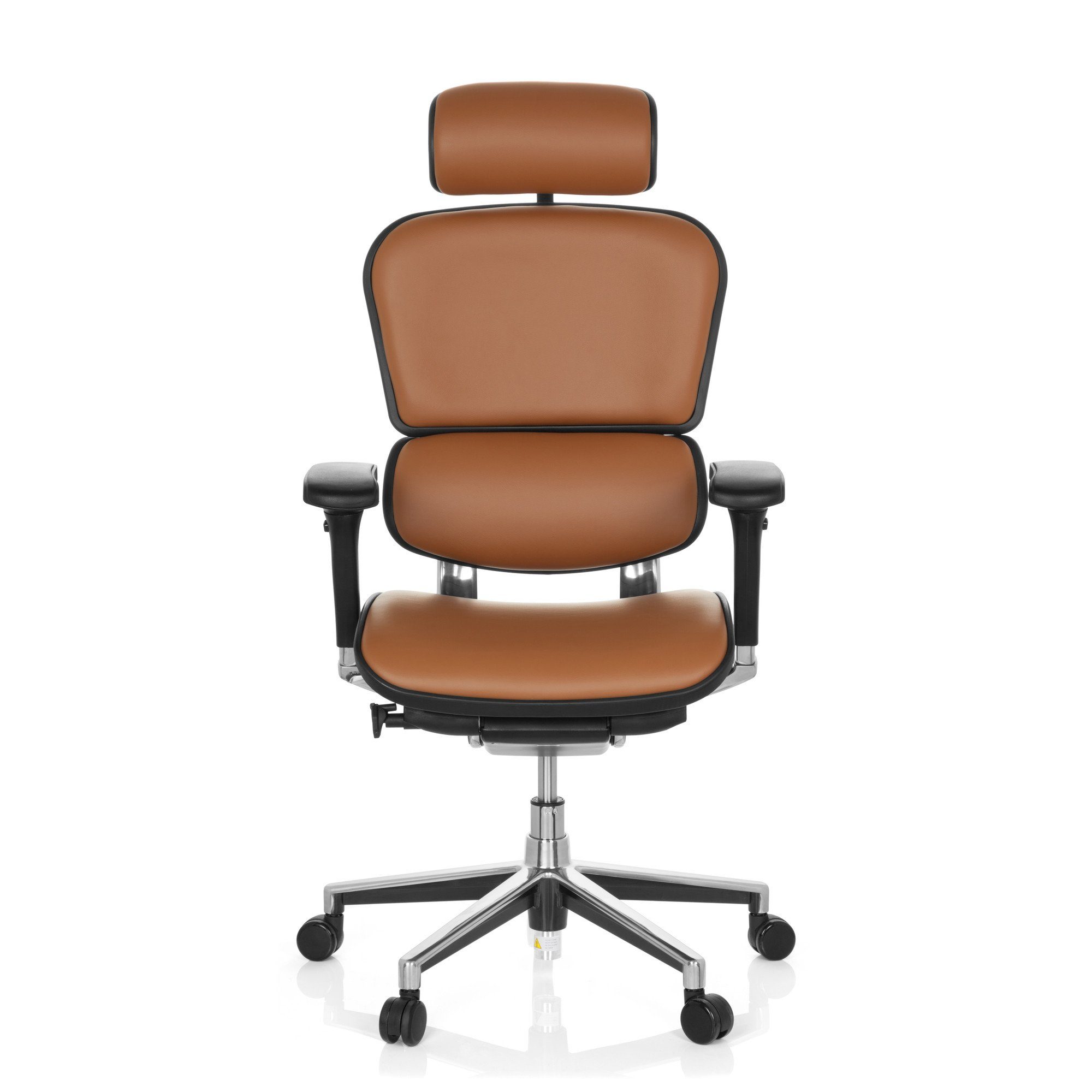 hjh OFFICE Drehstuhl Luxus Chefsessel ERGOHUMAN Leder (1 St), Bürostuhl ergonomisch Hellbraun
