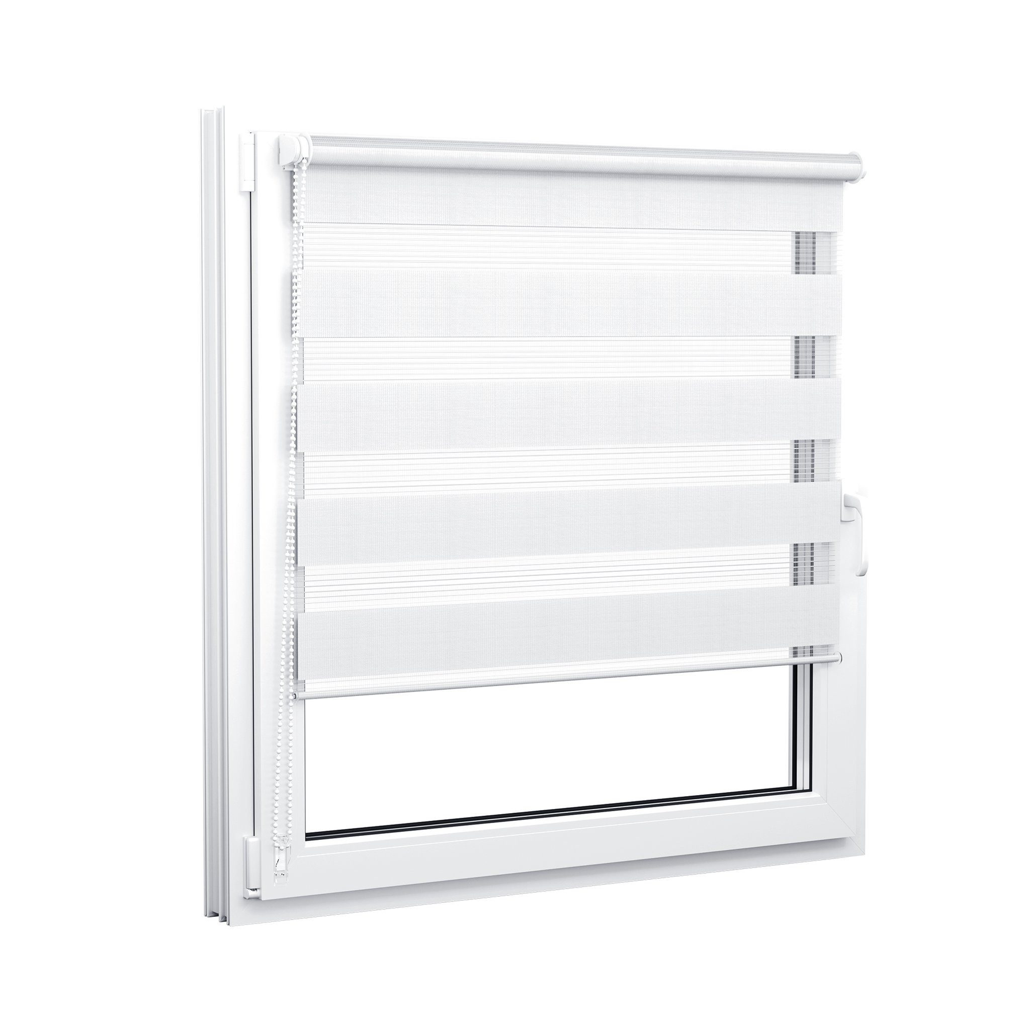 Doppelrollo Doppelrollo, 32,5 x 150 cm, weiß, jalousiescout, verdunkelnd, mit Bohren/ohne Bohren, freihängend, Klemm- oder Schraubmontage, freihängend, Klemmträger, Montage mit oder ohne Bohren