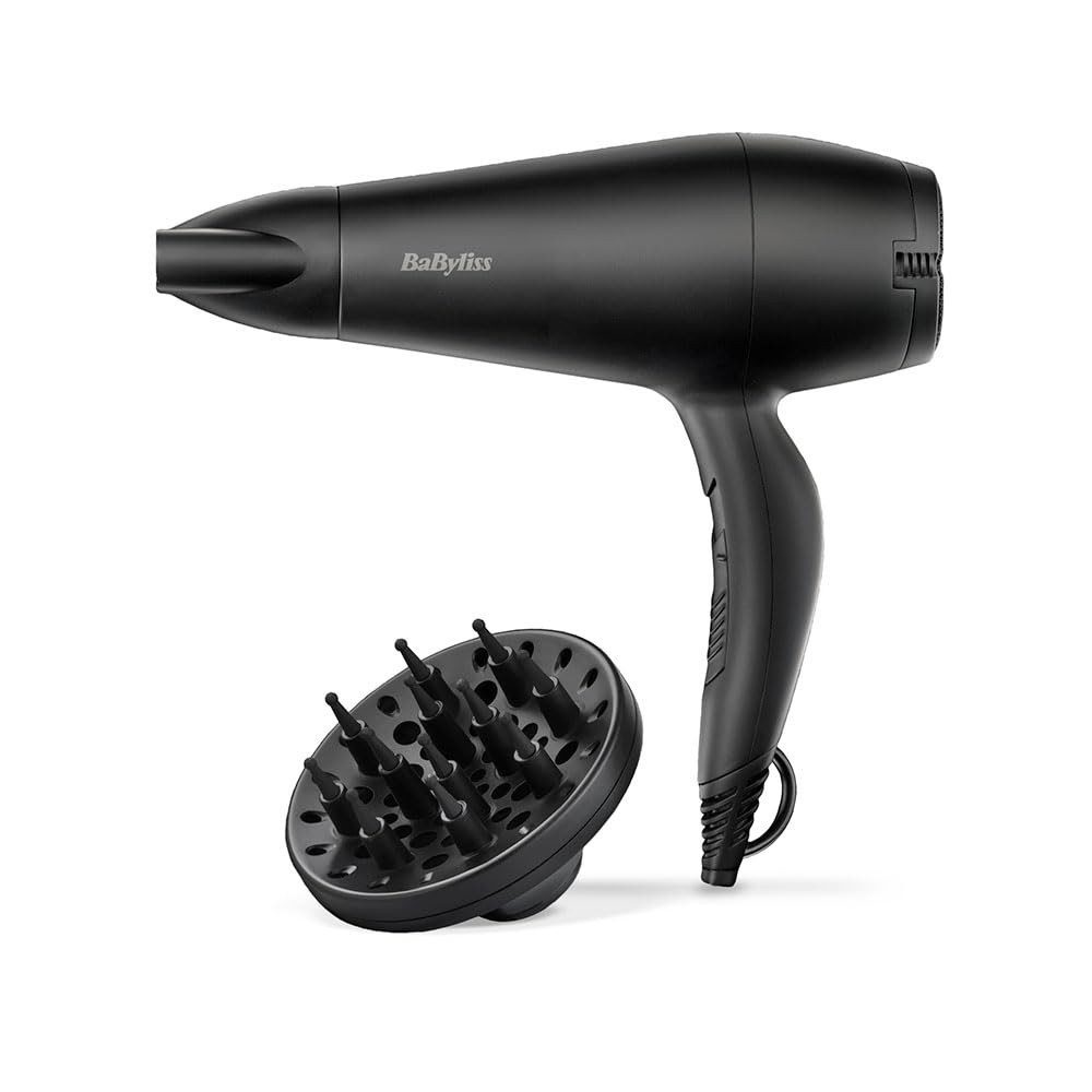 BaByliss Haartrockner D215DE Power Smooth 2000, 2000 Watt Power, Ionentechnologie, Diffusor, Kaltlufttaste
