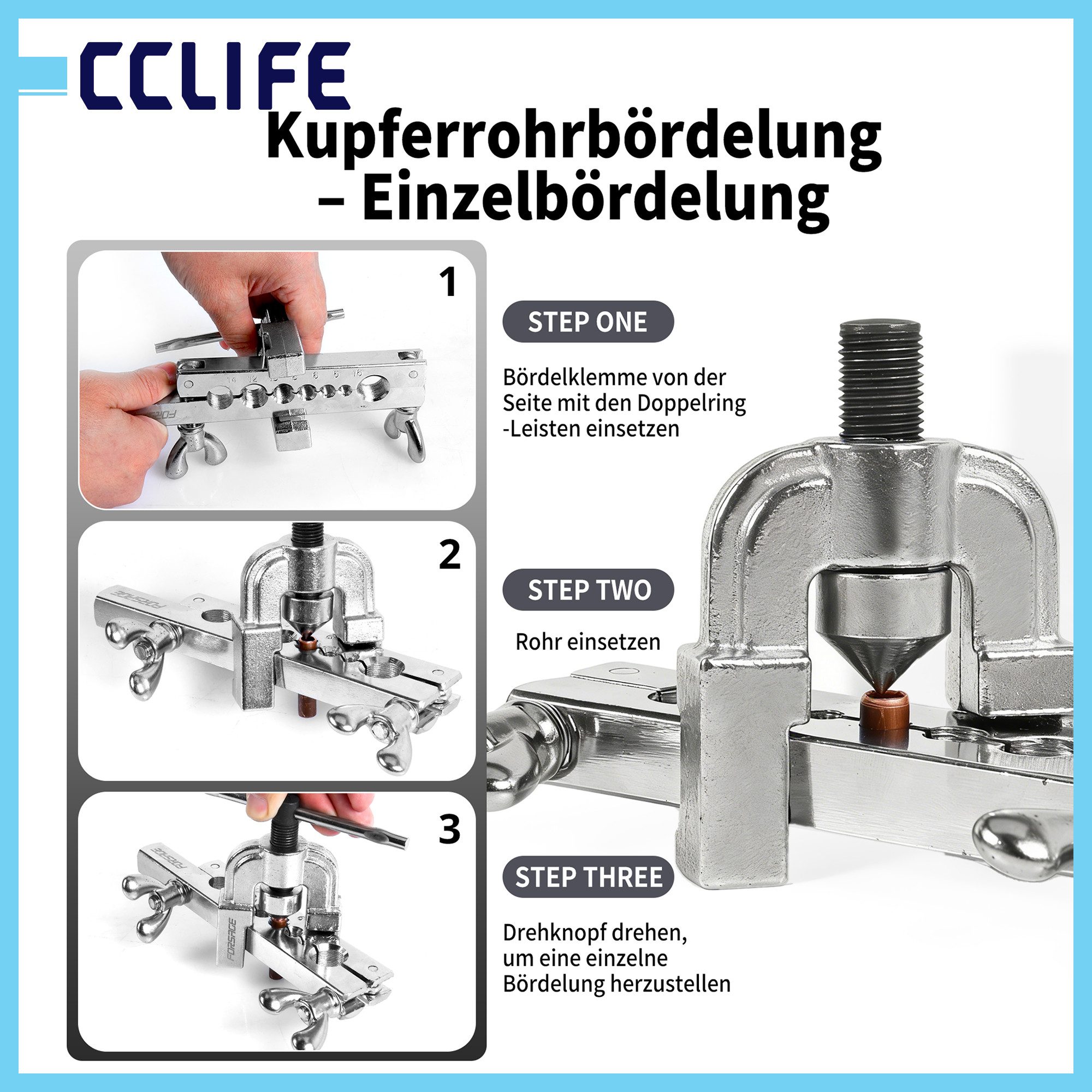 CCLIFE Kupferrohr CCLIFE Klima Kondensatorrohr Boerdelgeraet Werkzeug Set fuer Kfz, (10-tlg)
