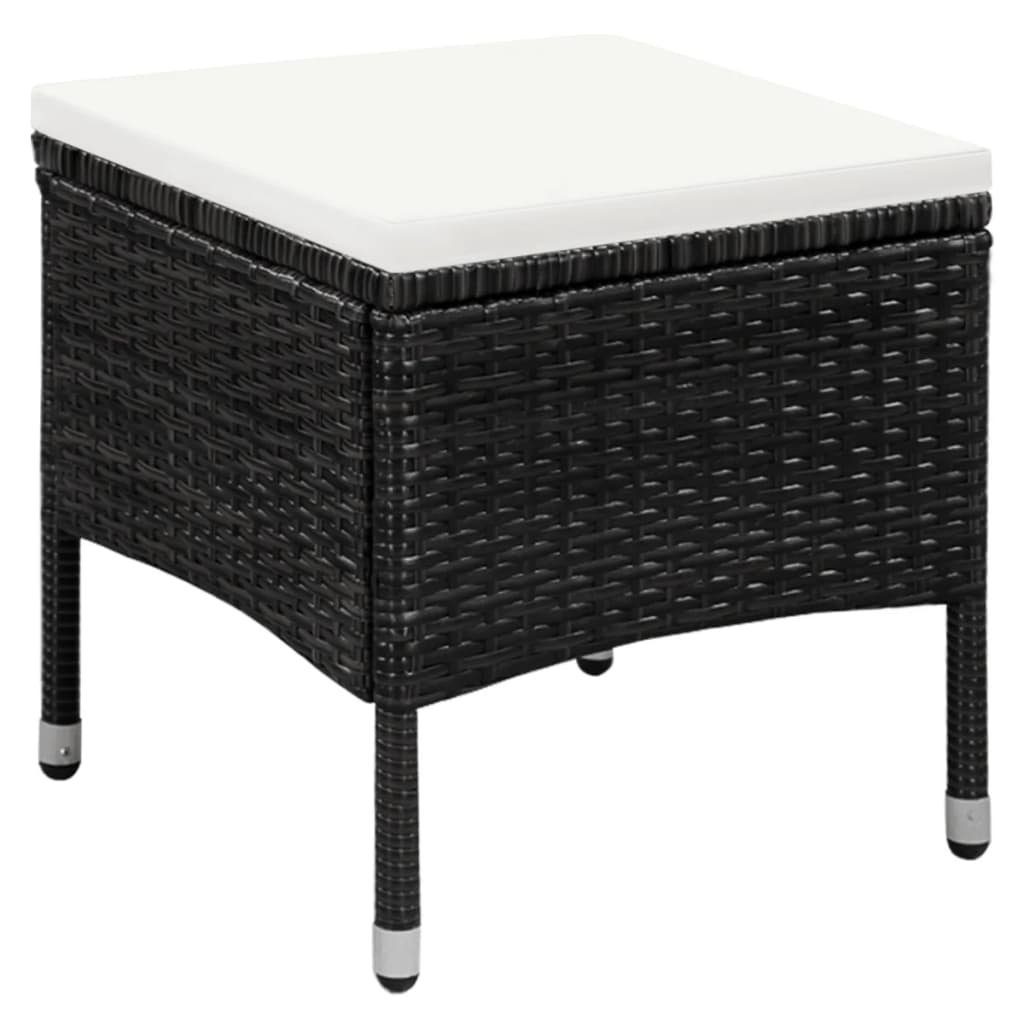 Polstern Rattan furnicato mit Schwarz Hocker und Gartenstuhl Poly