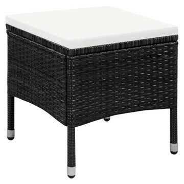 furnicato Gartenstuhl und Hocker mit Polstern Poly Rattan Schwarz