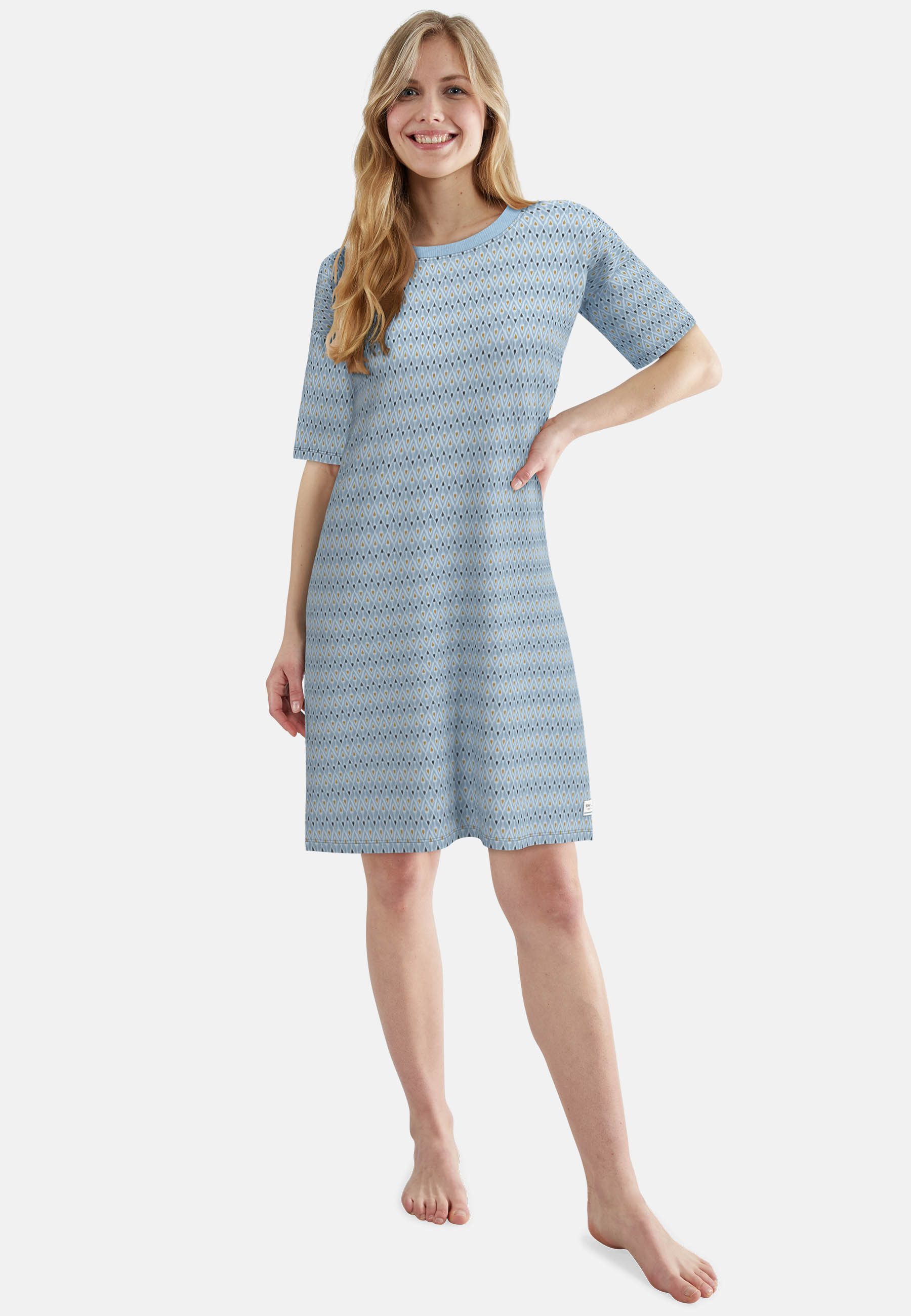 TOM TAILOR Nachthemd Halbarm, knielang, Rundhalsausschnitt, Baumwollmix