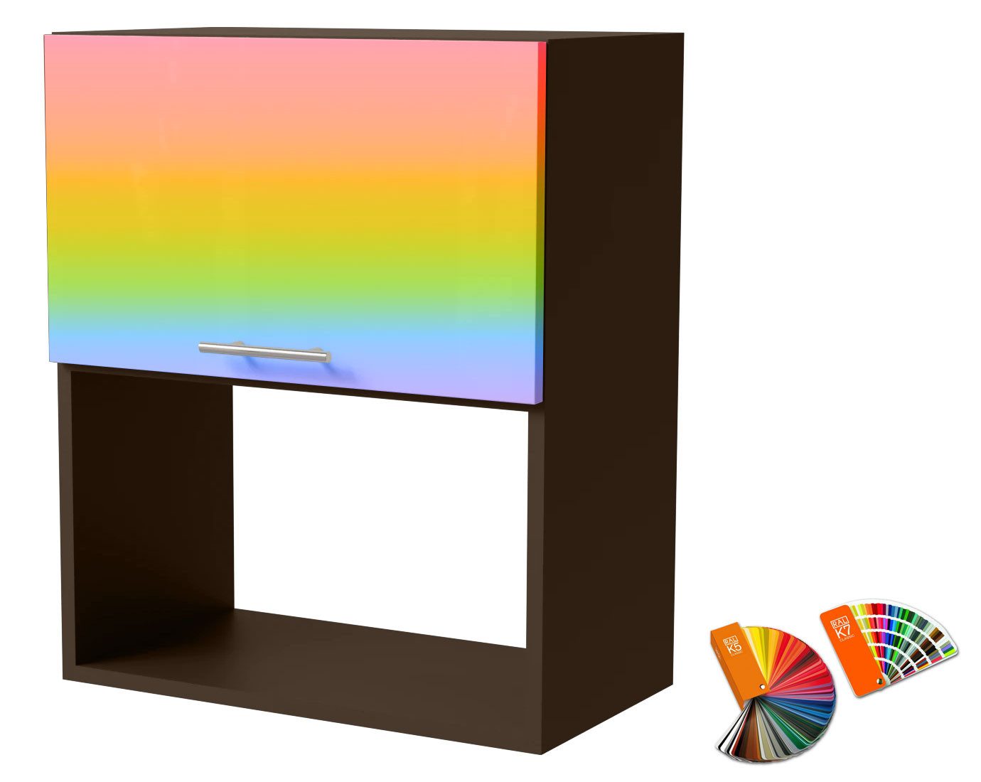 Feldmann-Wohnen Mikrowellenumbauschrank Brerra (W2MK/60, 1 Klappe, 1 Gerätefach, 1-St., moderne Optik, lackierte Fronten, 60x32,5x72cm) lava / RAL Wunschfarbe (K5 oder K7)