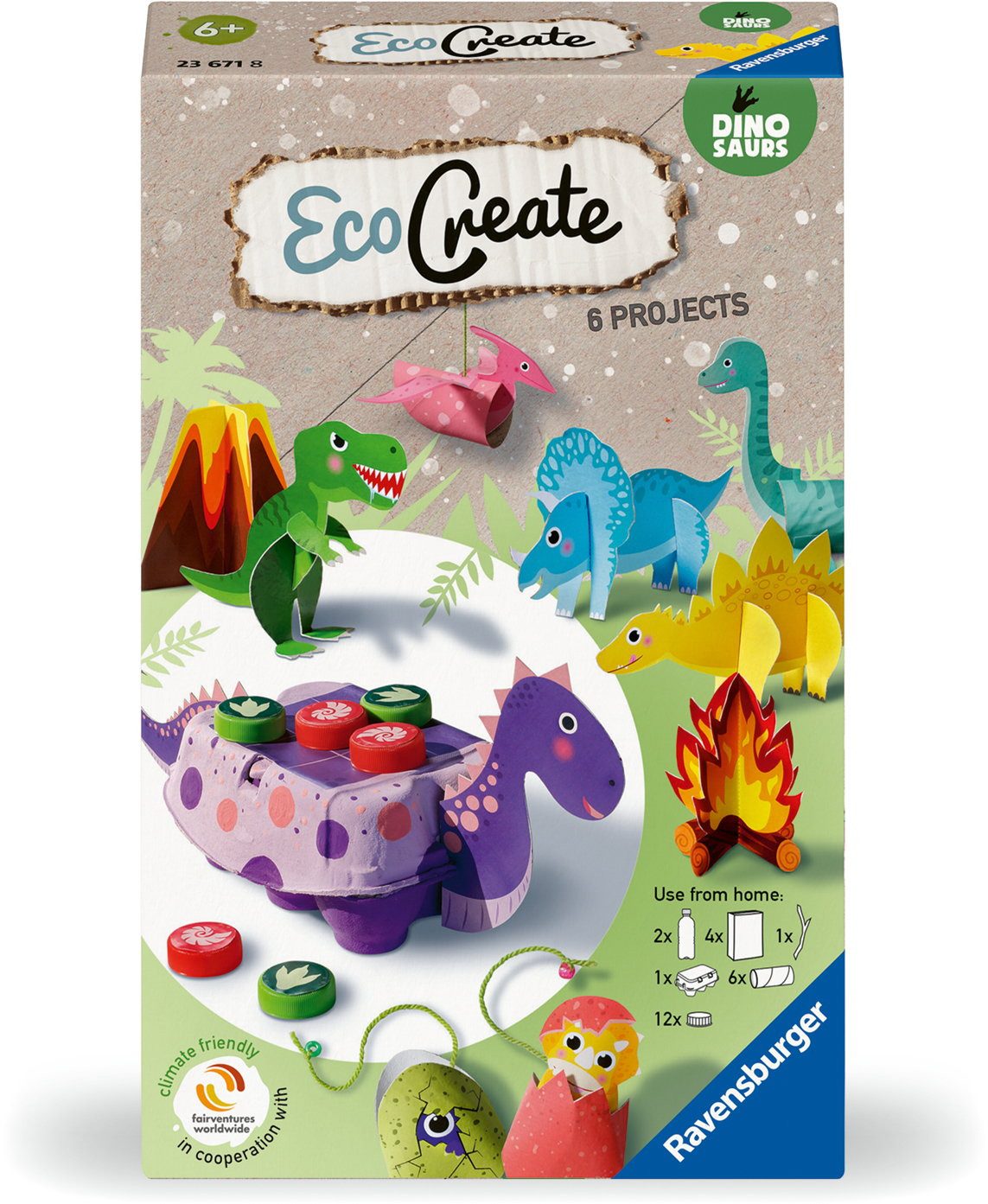 Ravensburger Kreativset Upcycling Basteln EcoCreate Mini Brüllende Dinosaurier 23671
