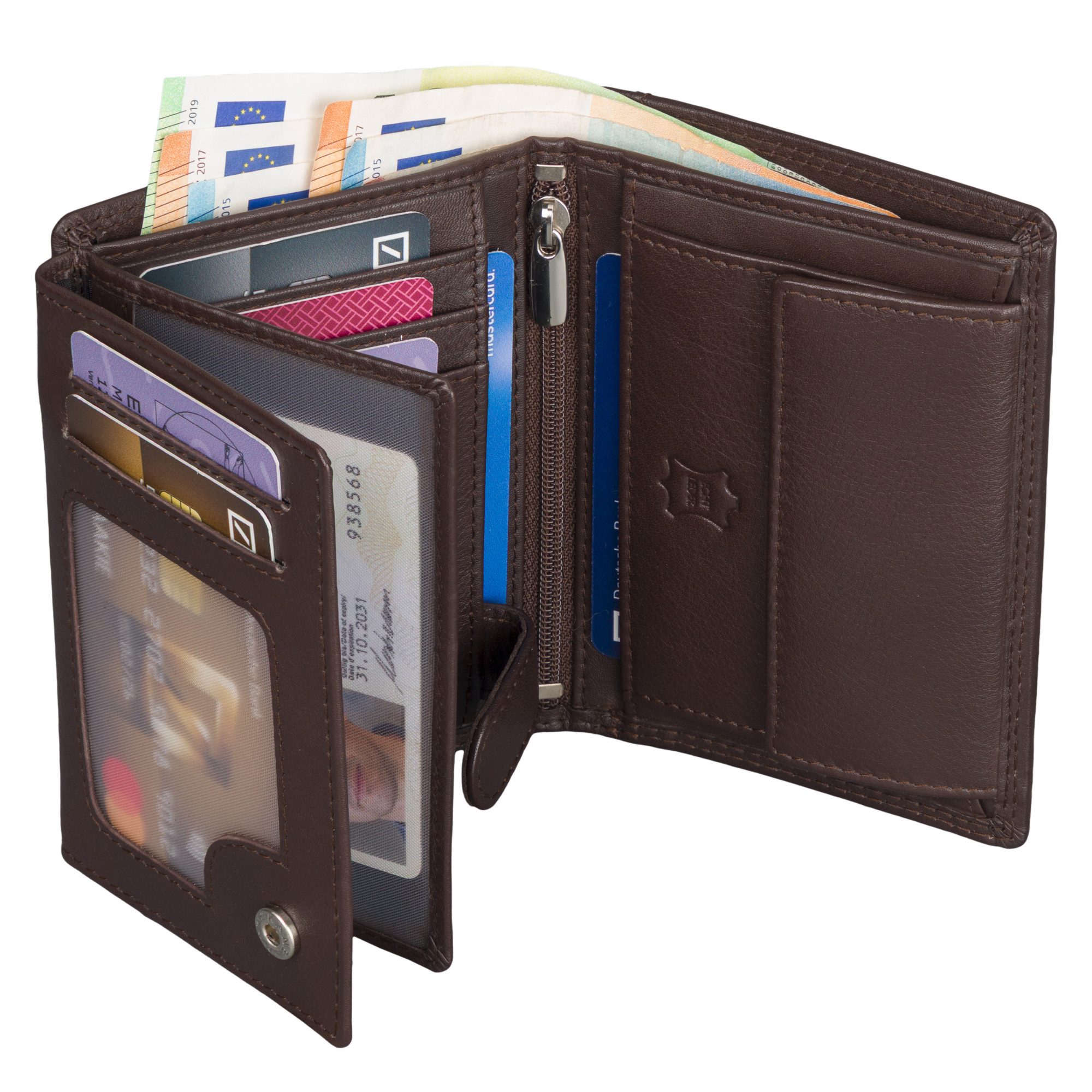 Geldbörse Leder Geldbörse Herren Portemonnaie RFID Hochformat Geldbeutel