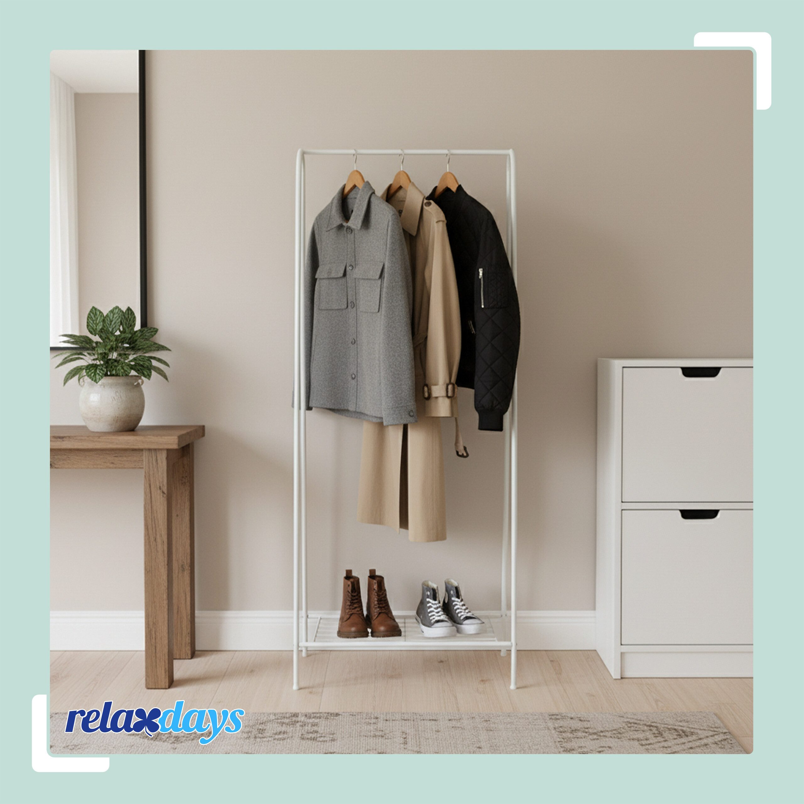 relaxdays Kleiderständer schmal mit 2 Ablage, günstig online kaufen