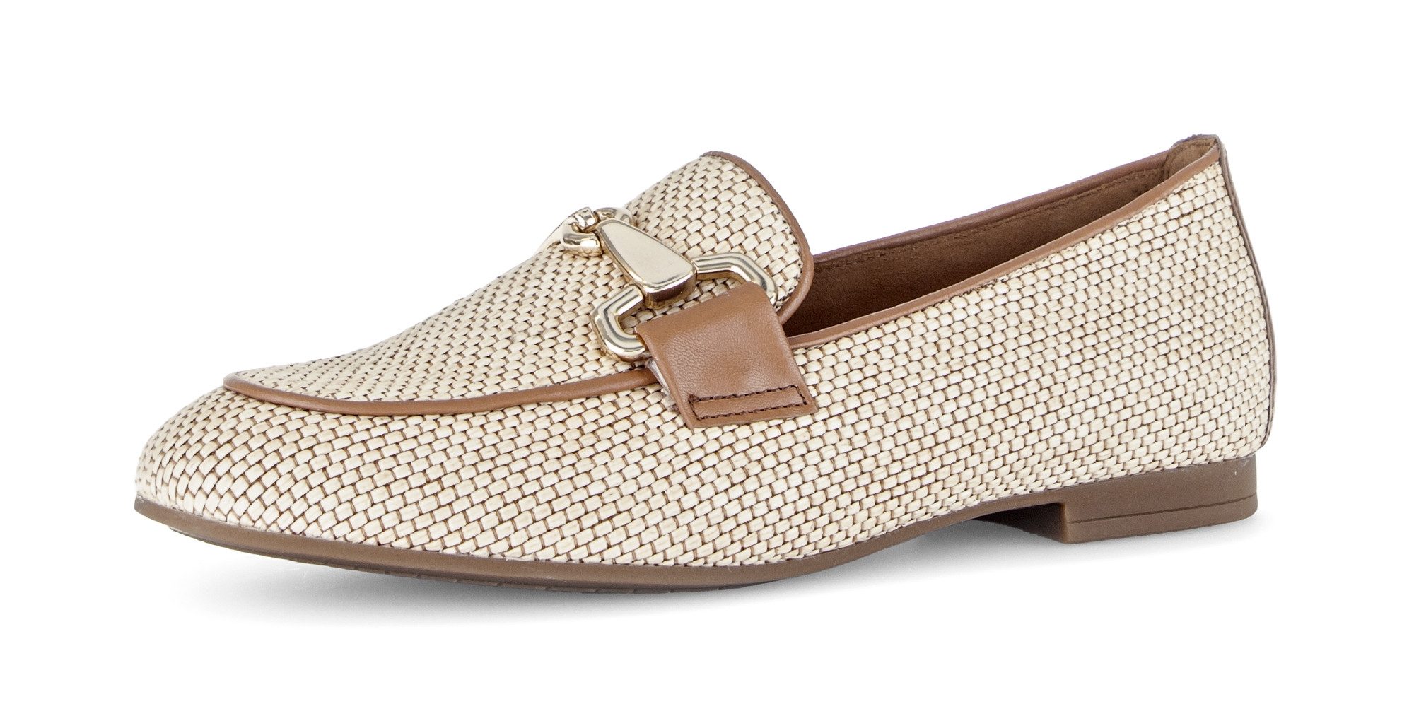 Gabor Slipper Blockabsatz, Businessschuh, Ballerina mit goldfarbenem Schmuckelement