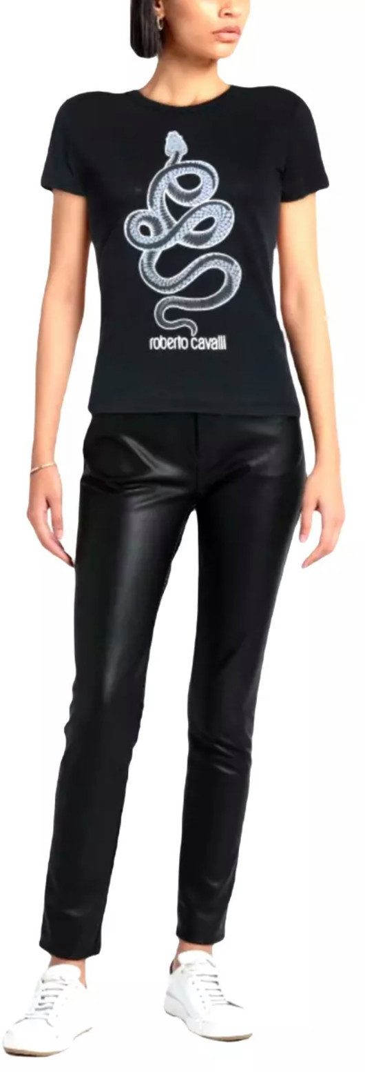 roberto cavalli T-Shirt Firenze Damen RC Monogram Snake-Print Slim Fit Street-Chic-Stil, perfekt für moderne Outfits. – Bild 5 von 5