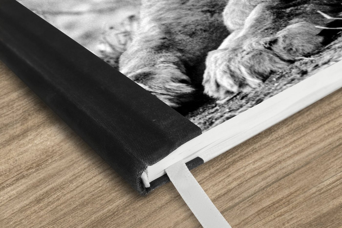 Thumbnail - MuchoWow Notizbuch Löwin und Junges - schwarz und weiß, Notebook, Notizblock a5, Tagebuch, Journal Liniert