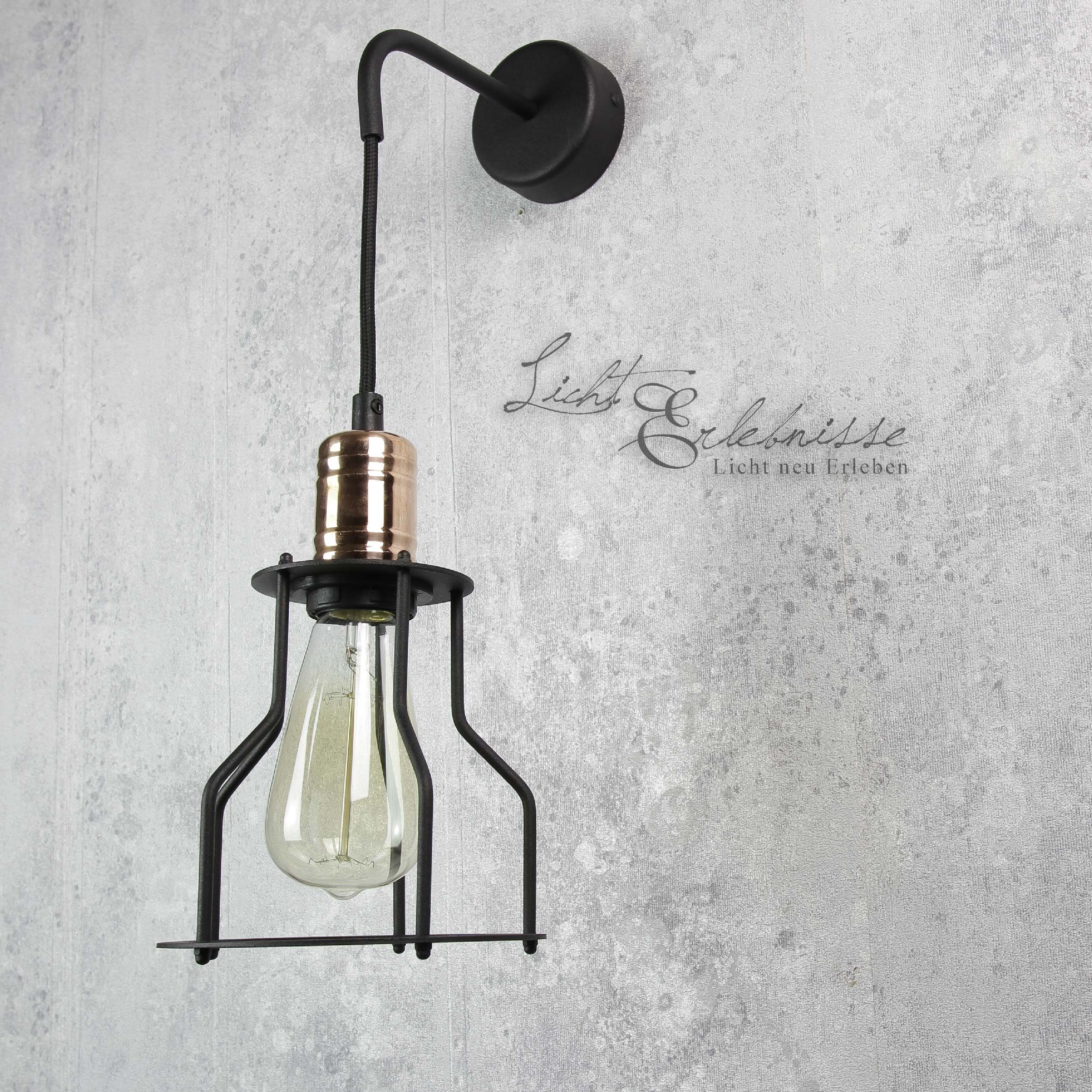 Licht-Erlebnisse Wandleuchte »WORKSHOP«, Wandlampe Schwarz Kupfer Edison  Lampe Steam Punk Wohnzimmer Lampe online kaufen | OTTO
