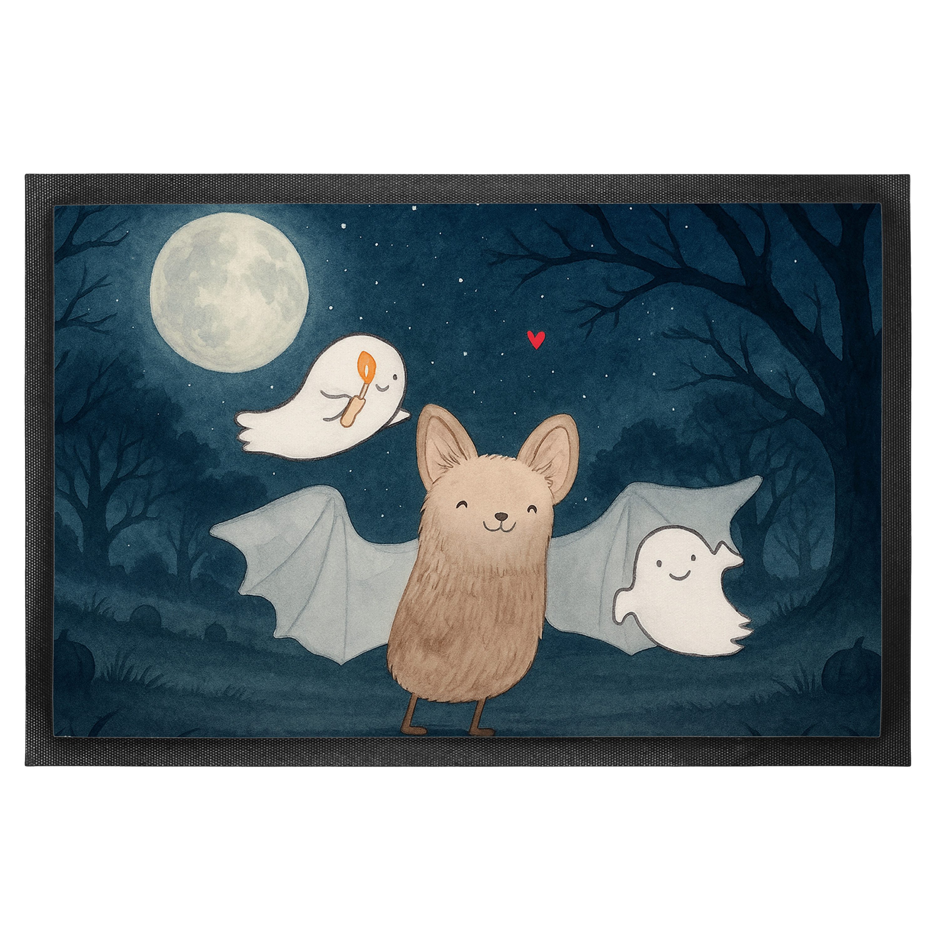 Mr. & Mrs. Panda Fußmatte Fledermaus Gespenster Design, Schmutzmatte 50 x 75 cm, Weiß, Hallowee, rechteckig, Höhe: 50 mm, Halloween Deko Abtreter matte haustür