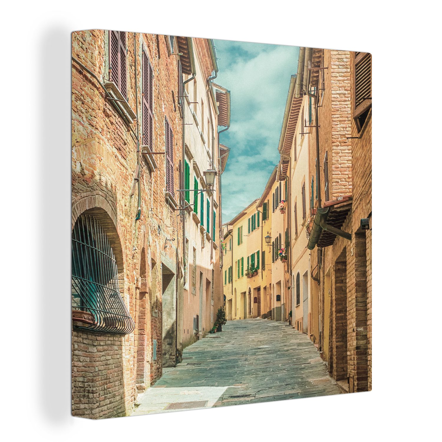 OneMillionCanvasses® Leinwandbild Fahrspur im alten Italien, (1 St), Leinwand Bilder für Wohnzimmer Schlafzimmer | Leinwandbilder