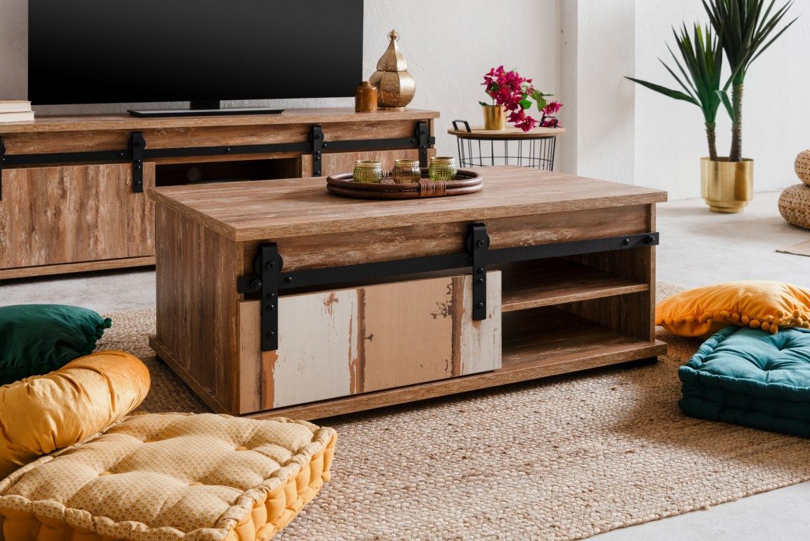 Finori Couchtisch Couchtisch Marrakesch, Valhalla Eiche / Milford Kiefer (no-Set), Breite 100 cm, Holzoptik, Beistelltisch, Tisch, Kaffetisch, Sofatisch