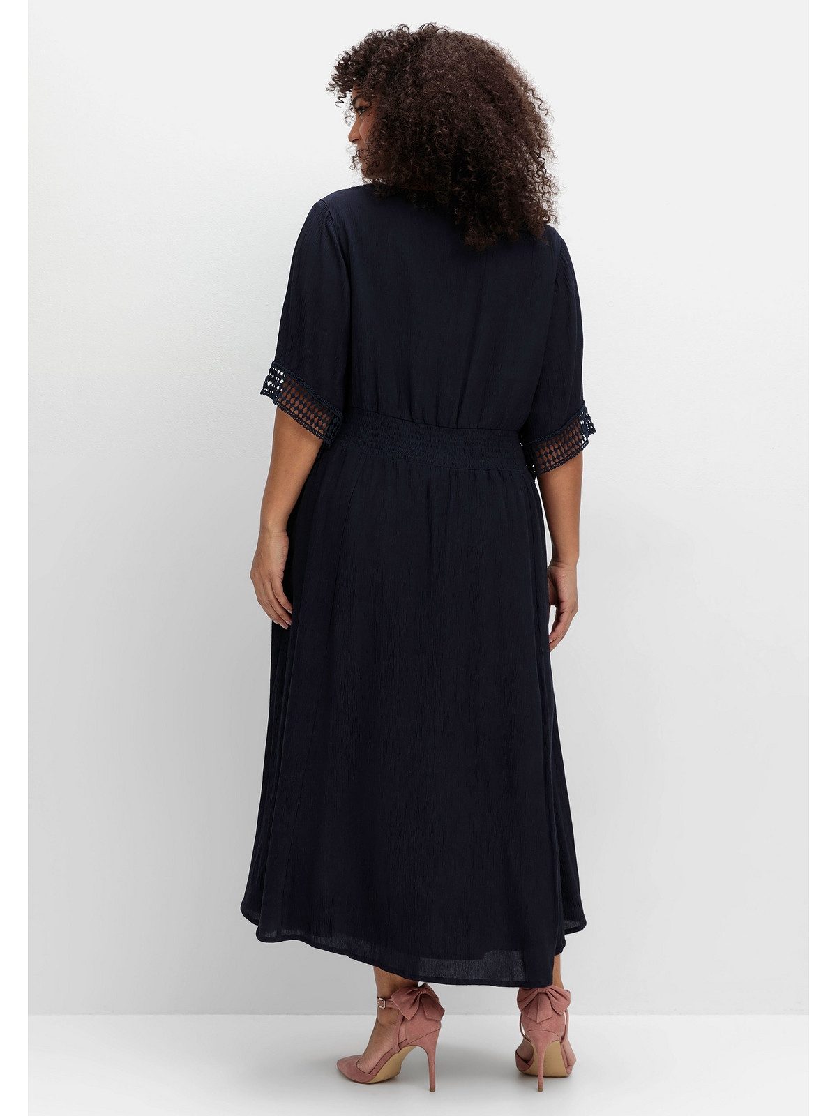 Sheego Maxikleid Große Größen mit Häkelspitze und weitem Rock