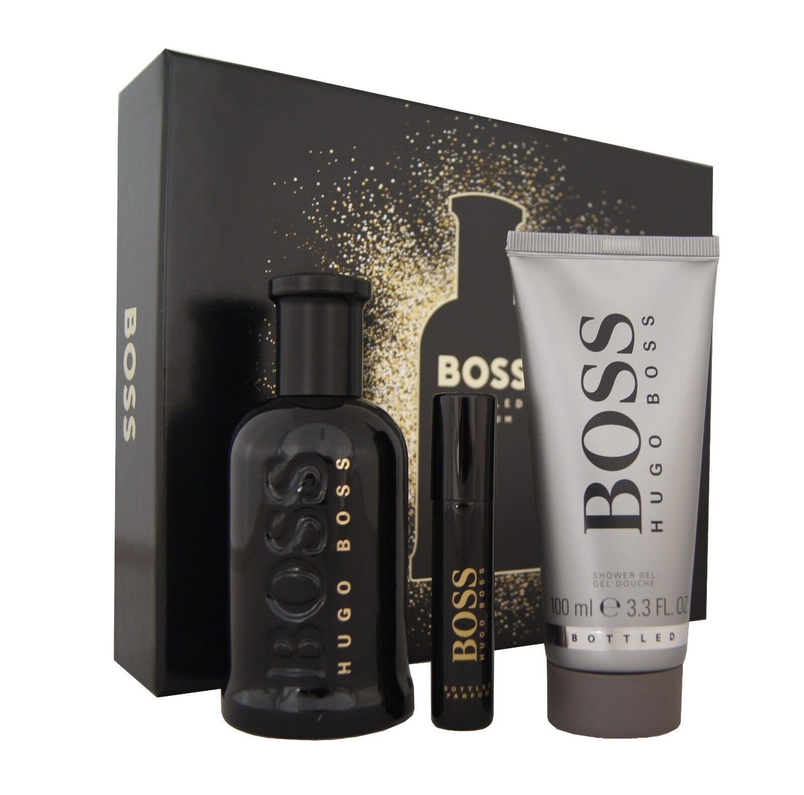BOSS Parfum & 100ml Boss + 100ml, Gel Duft-Set Hugo 10ml Bottled Parfum Shower