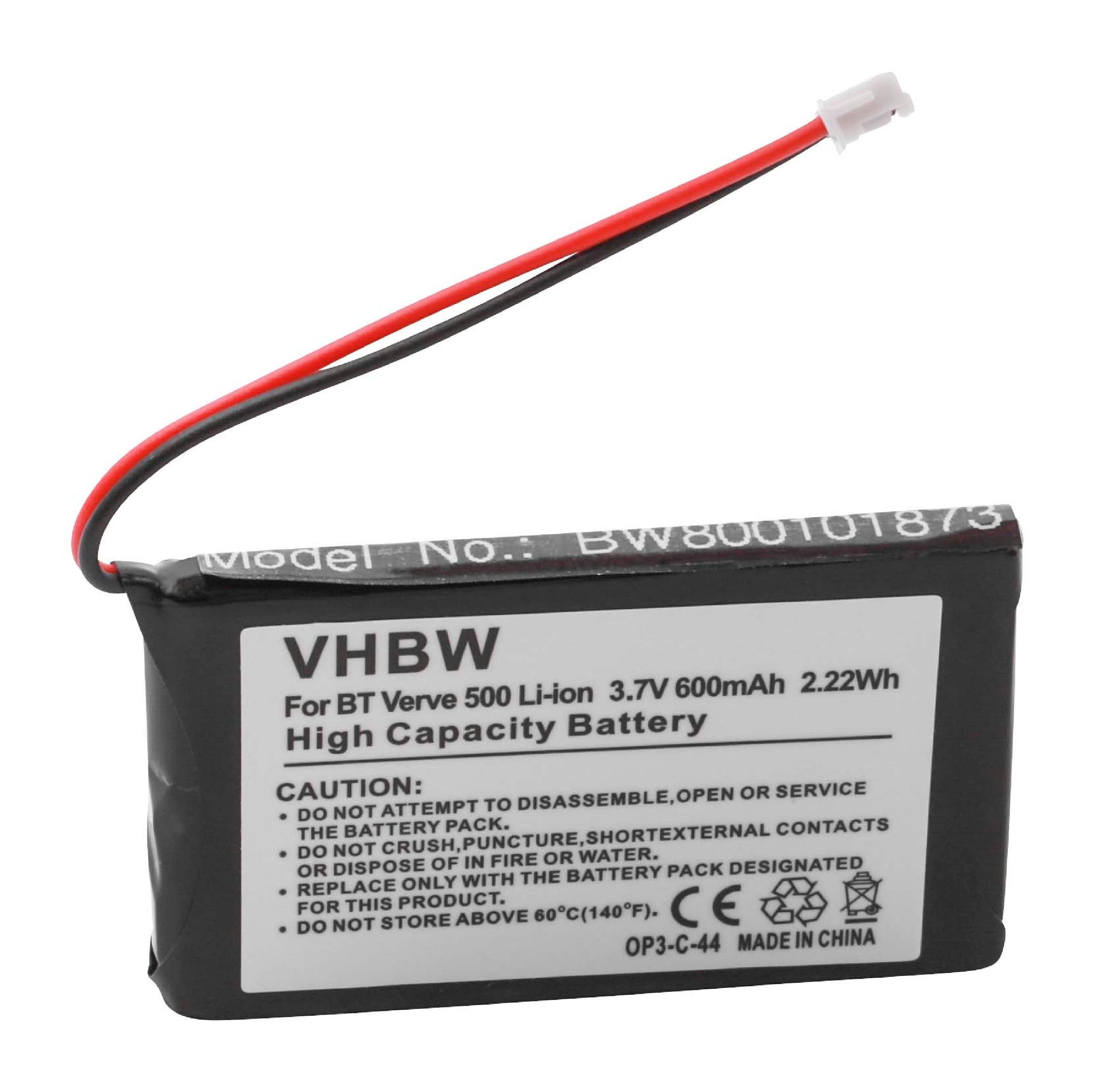 vhbw kompatibel mit BT Akku V) 500 Red Verve 500, mAh 500 (3,7 Black, Li-Ion 500 SMS, 600