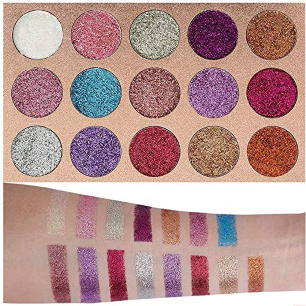Farben Lidschatten Pigmented Lidschatten Palette, Glitzer Pulver Lidschatten Shimmer Haiaveng Langlebig Ultra Makeup 15