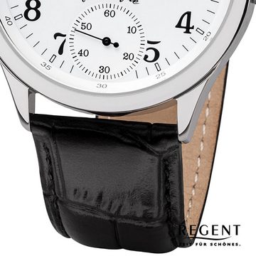 Regent Quarzuhr Regent Herren Armbanduhr Analoganzeige, (Analoguhr), Herren Armbanduhr rund, groß (ca. 42,5mm), Lederbandarmband
