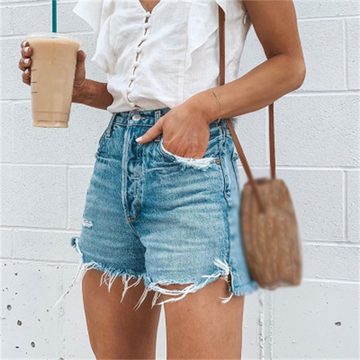 AFAZ New Trading UG Shorts Damen-Jeans Shorts mit lockeren, zerrissenen Quasten für den Sommer