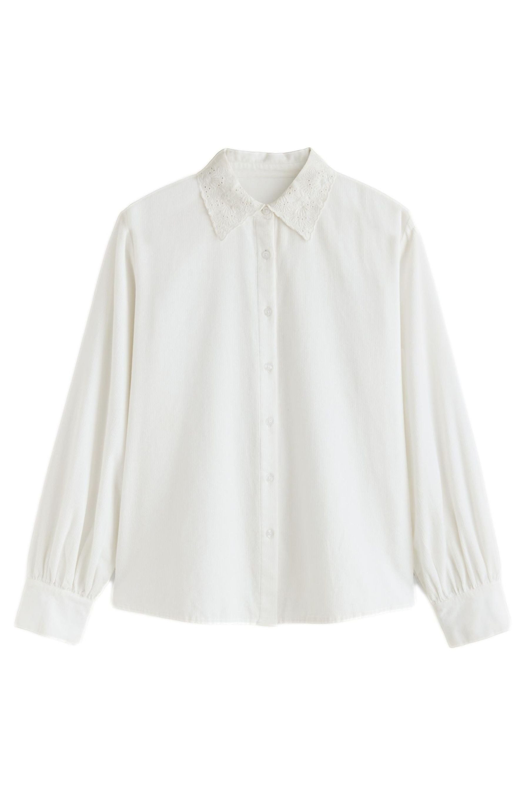 Hemdbluse Laura Ashley Cordbluse mit besticktem Kragen